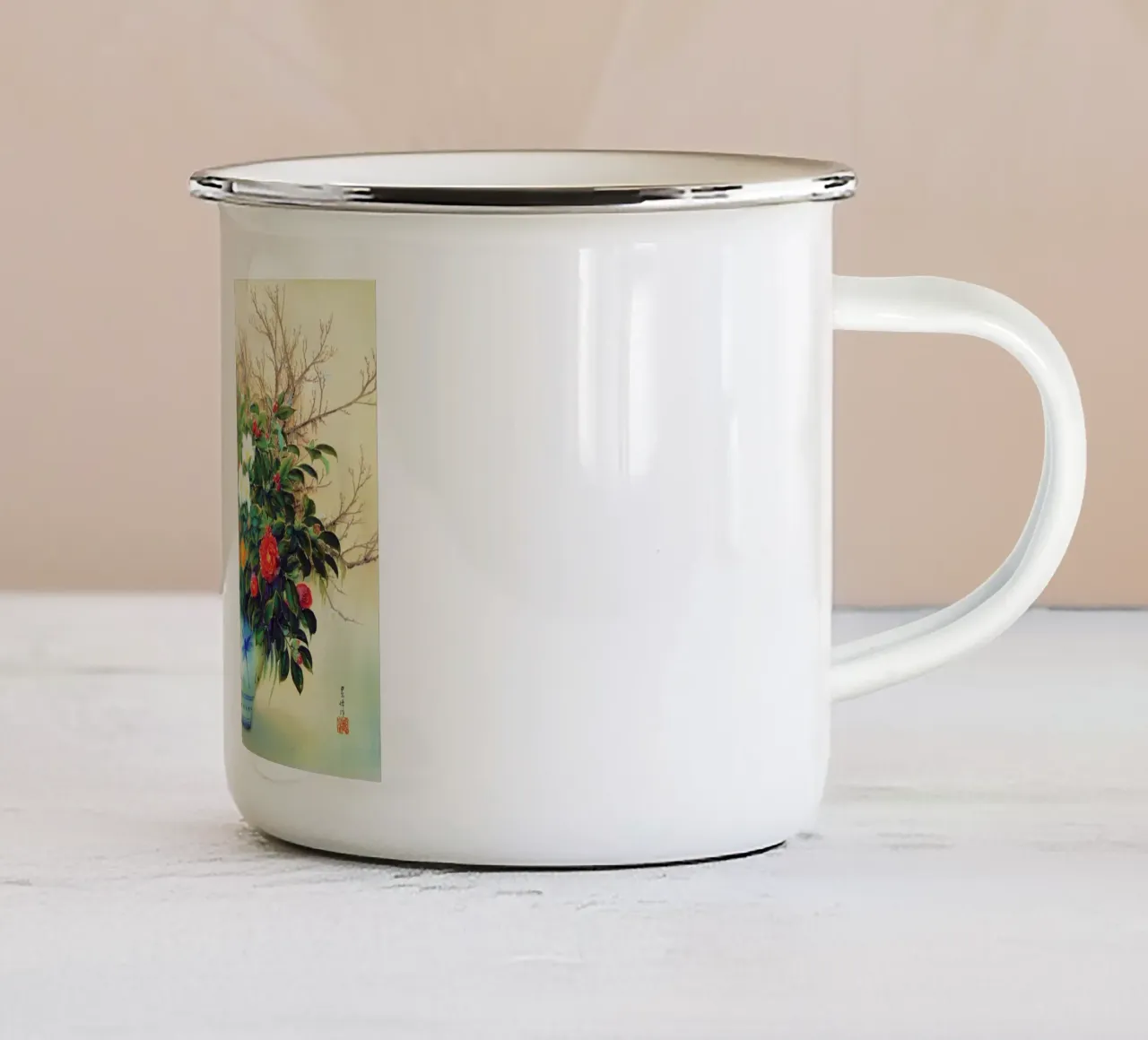 Natura morta di Sakakibara Shiho (1924) tazza in smalto da Classic Art Prints