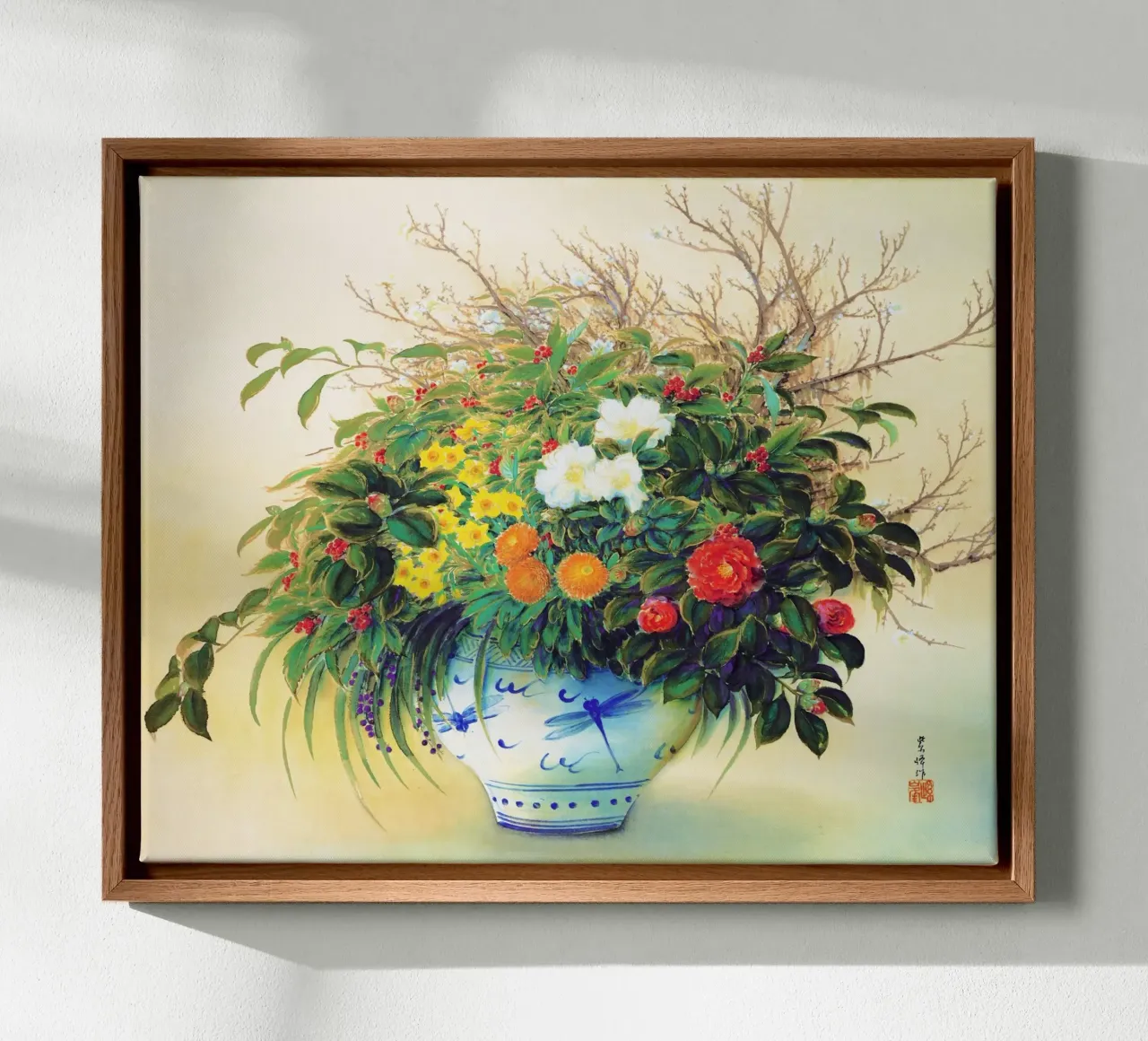 Natura morta di Sakakibara Shiho (1924) tela con Cornice a cassetta da Classic Art Prints