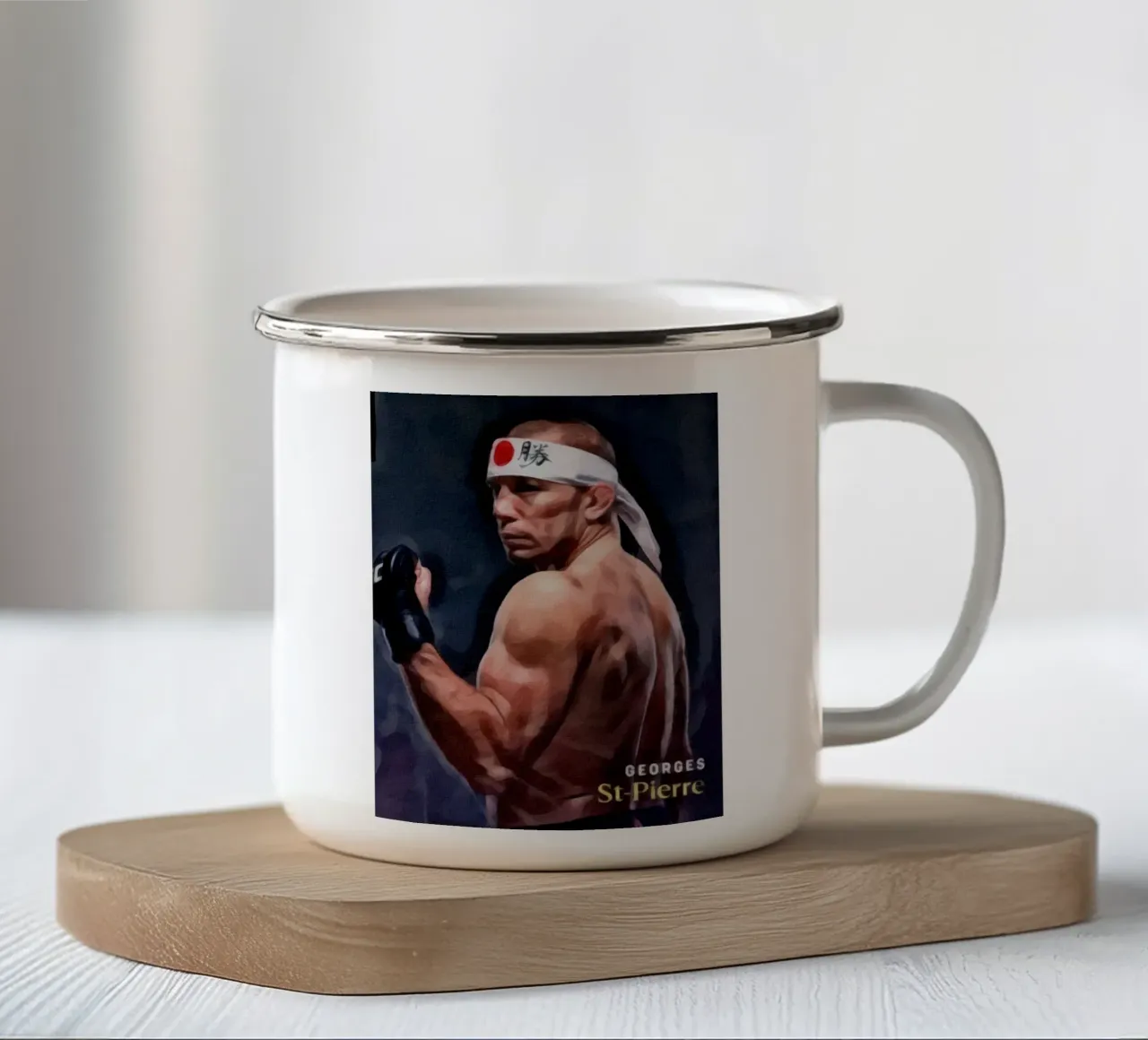 georges st-pierre campione UFC 2017 tazza in smalto da dan band