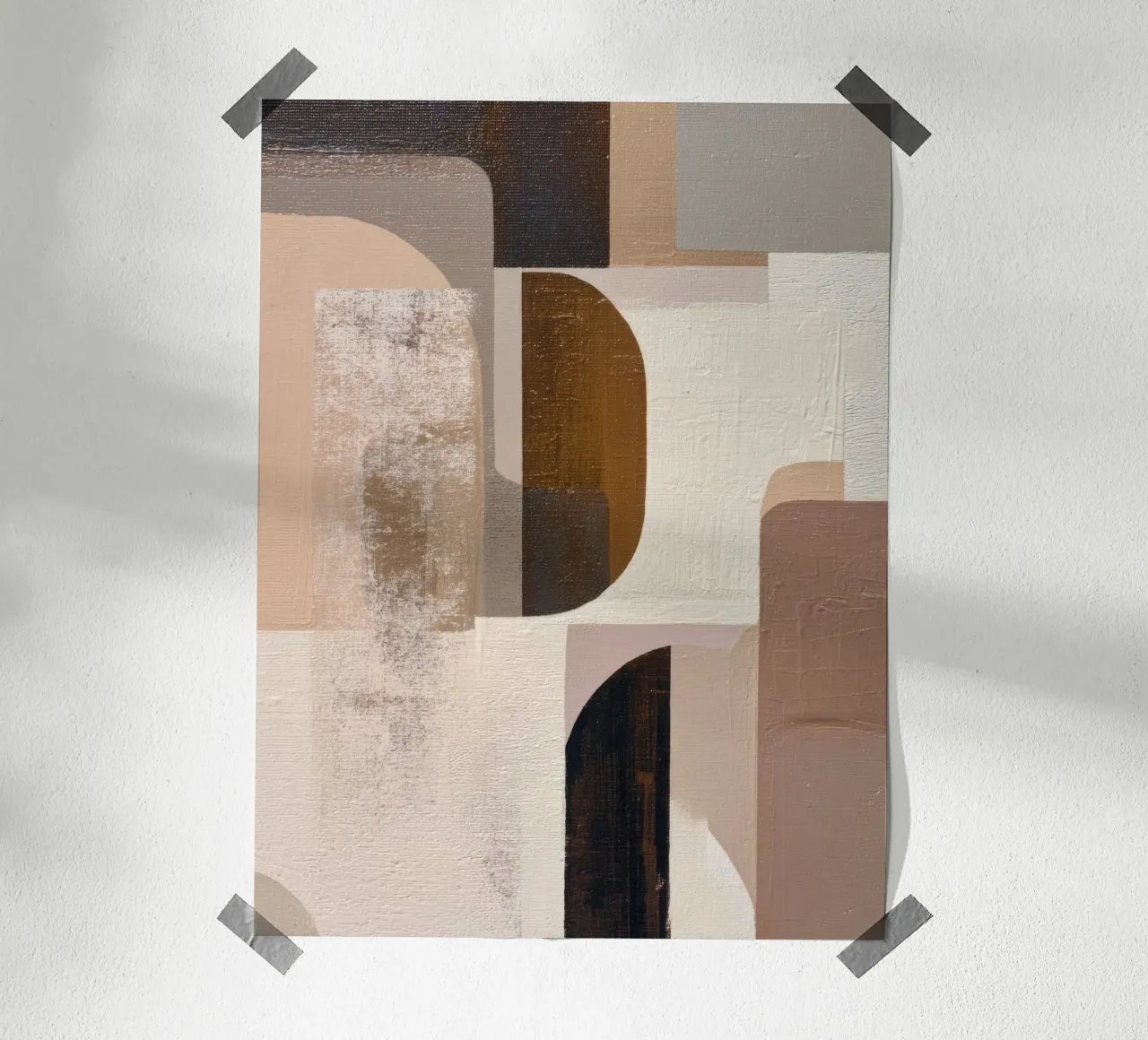 Modern Geometric Abstract Art in Neutral Tones Poster von Artbyvo
