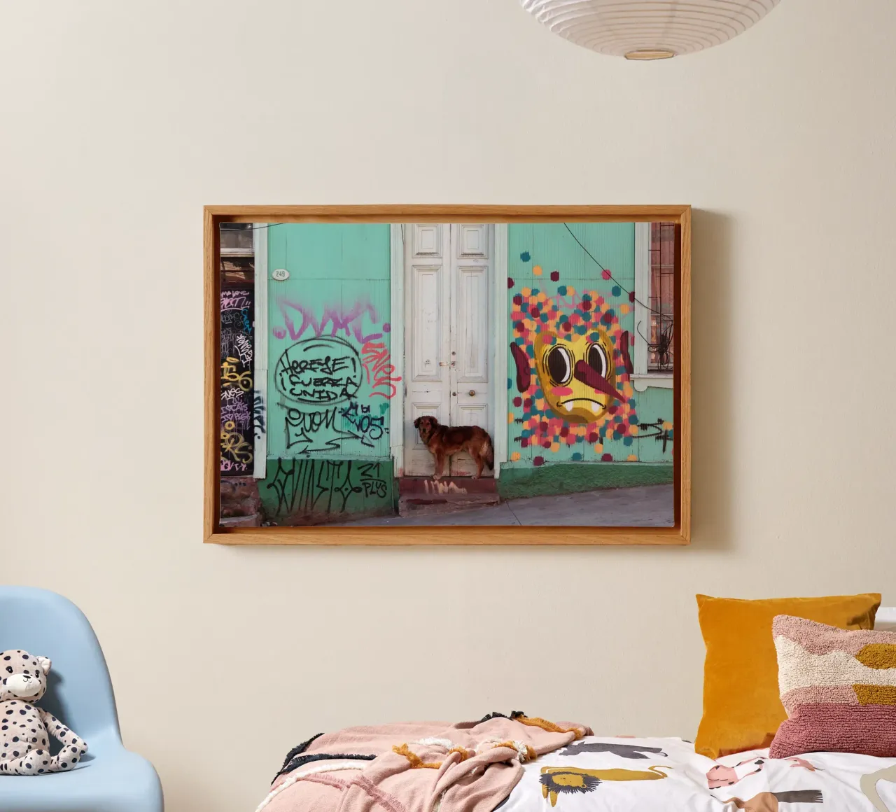 Hond en gekleurde muur canvas van LinaTravels