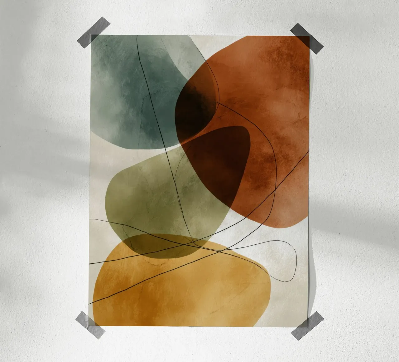 Forme astratte ad acquerello nei toni della terra poster da Artbyvo