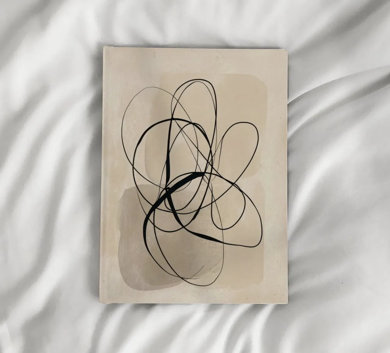 Minimal Abstract Line Art on Beige Background notebook by Artbyvo