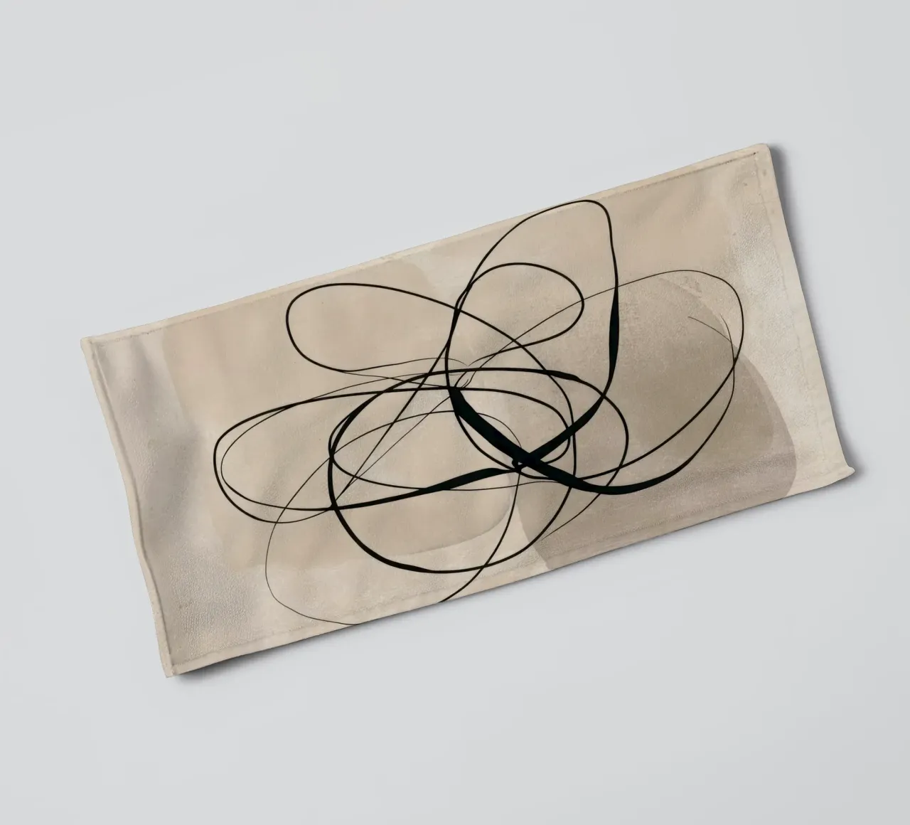 Minimal Abstract Line Art on Beige Background towel by Artbyvo