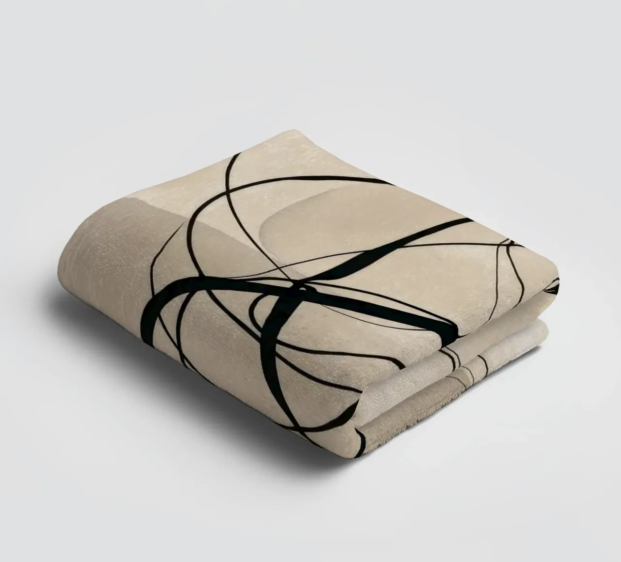 Minimal Abstract Line Art on Beige Background towel by Artbyvo