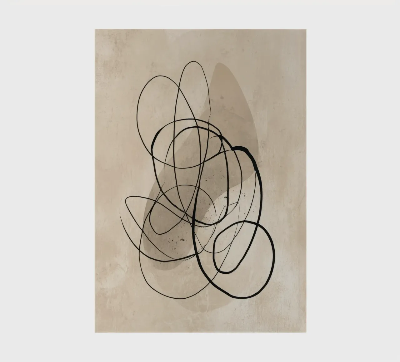 Minimalist Abstract Line Drawing on Beige Background notebook by Artbyvo