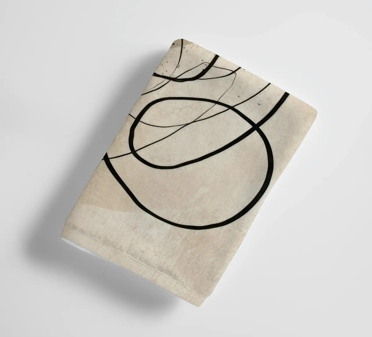 Minimalist Abstract Line Drawing on Beige Background towel by Artbyvo