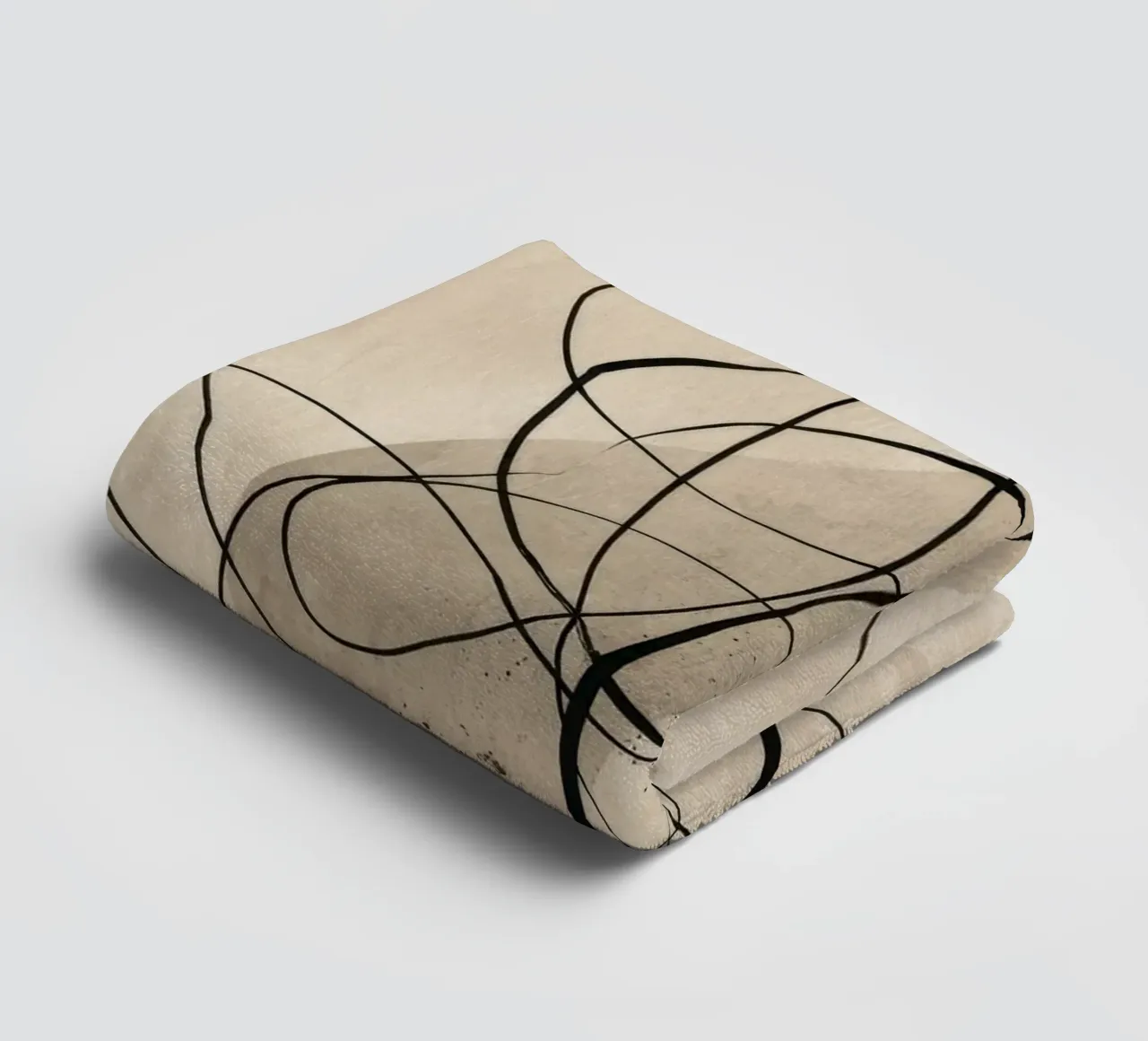 Minimalist Abstract Line Drawing on Beige Background towel by Artbyvo