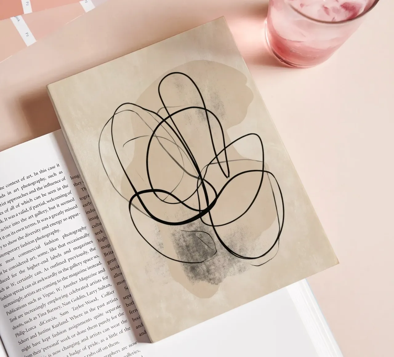 Abstract Minimal Line Art on Neutral Background notebook by Artbyvo