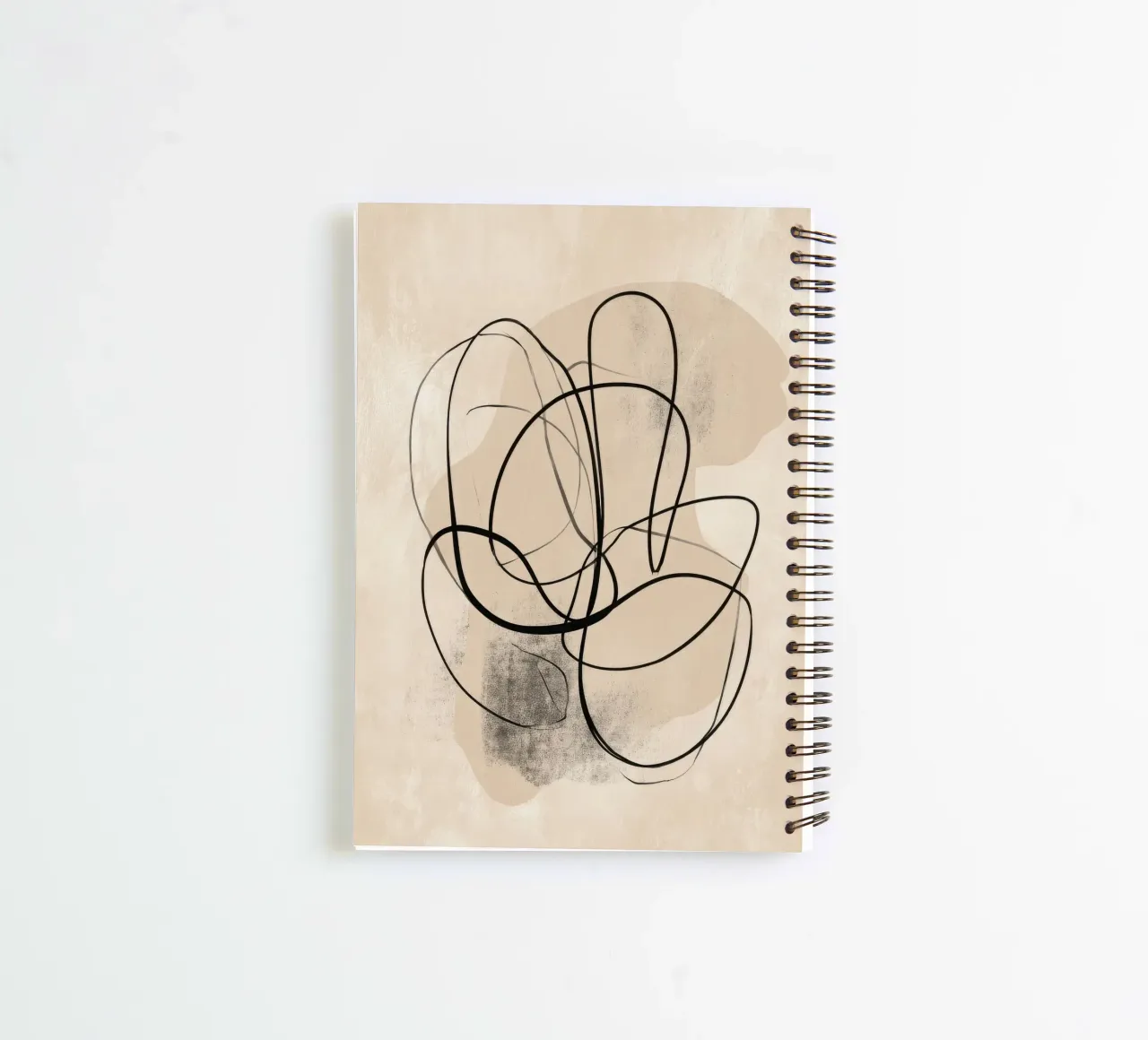 Abstract Minimal Line Art on Neutral Background spiral notebook by Artbyvo