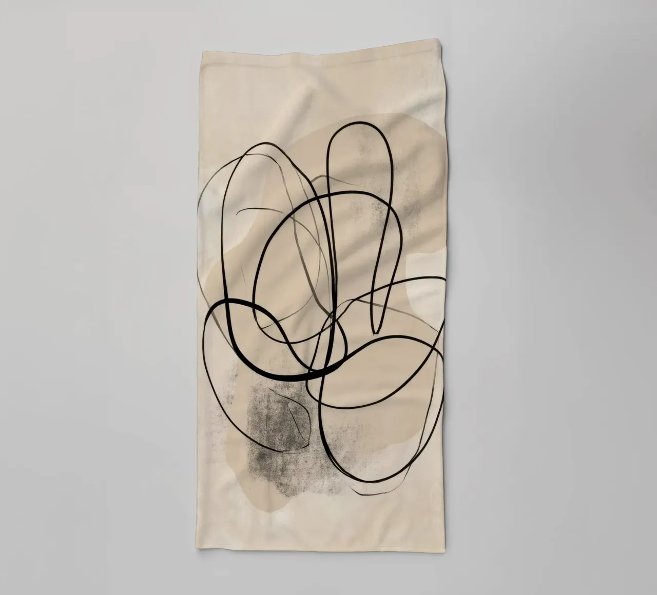 Abstract Minimal Line Art on Neutral Background towel by Artbyvo