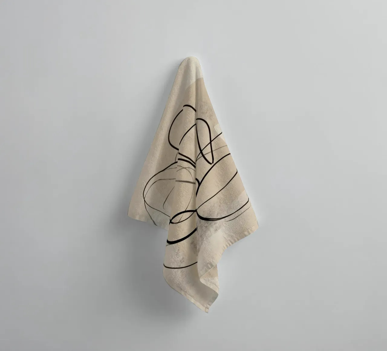 Abstract Minimal Line Art on Neutral Background towel by Artbyvo