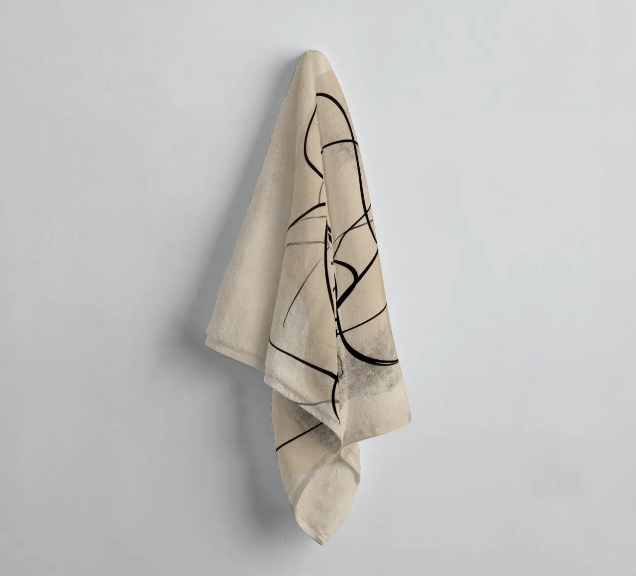 Abstract Minimal Line Art on Neutral Background towel by Artbyvo
