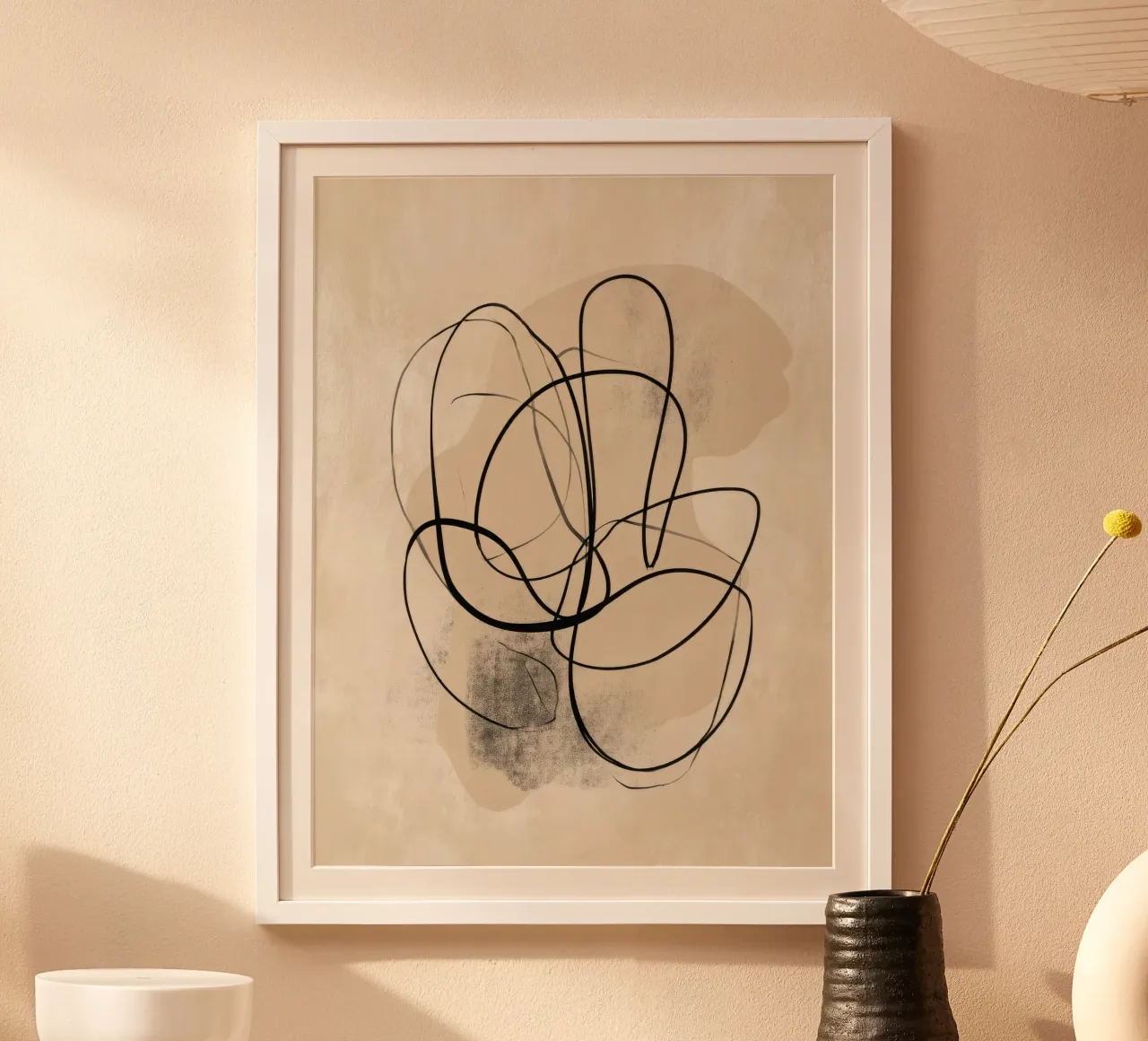 Abstract Minimal Line Art on Neutral Background poster by Artbyvo