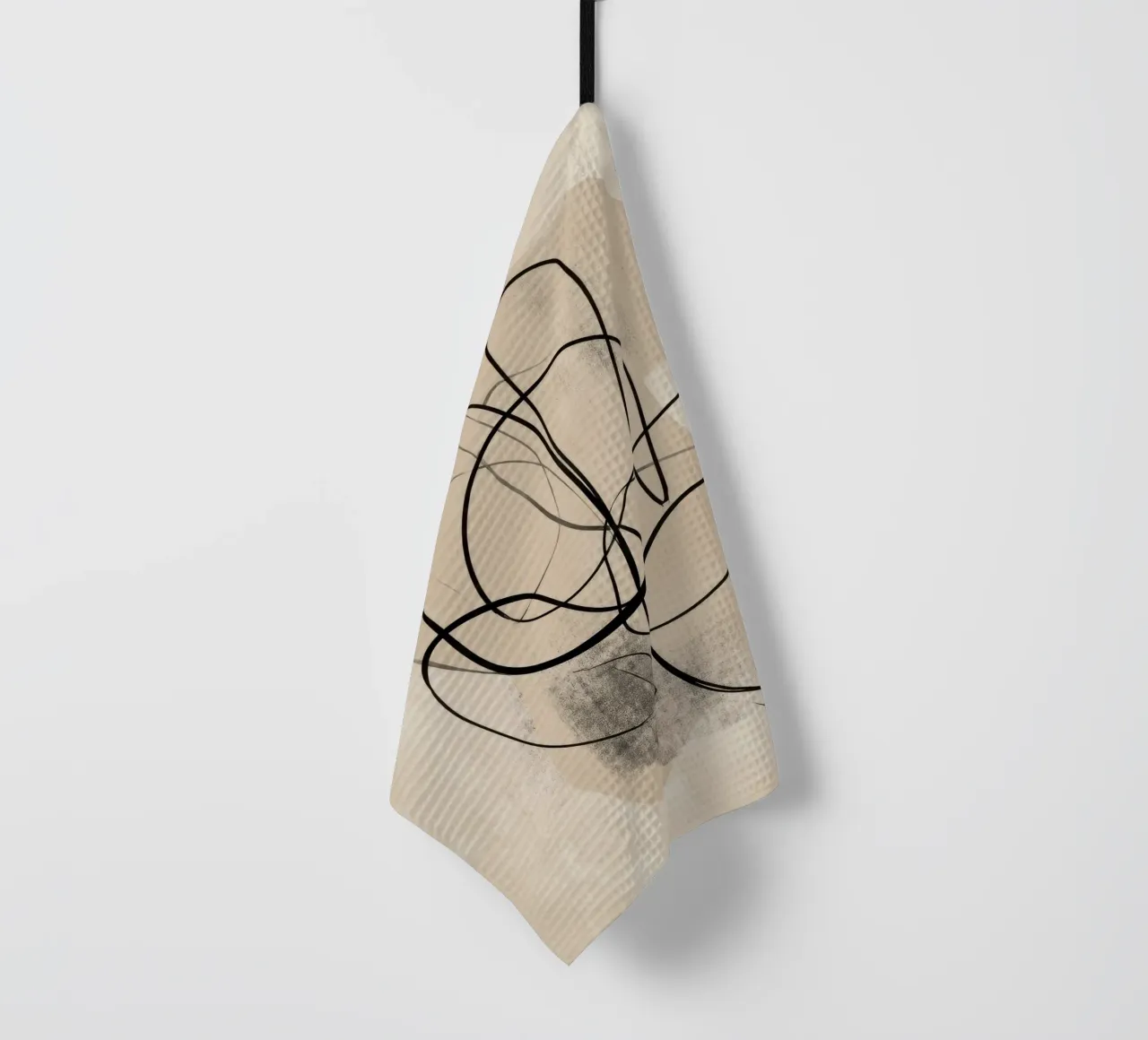 Abstract Minimal Line Art on Neutral Background tea towel by Artbyvo