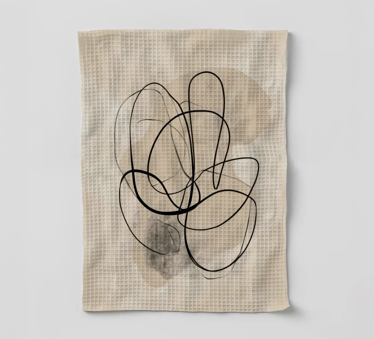 Abstract Minimal Line Art on Neutral Background tea towel by Artbyvo