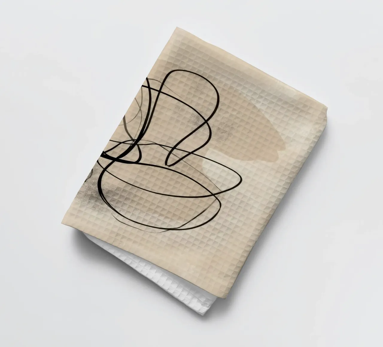 Abstract Minimal Line Art on Neutral Background tea towel by Artbyvo