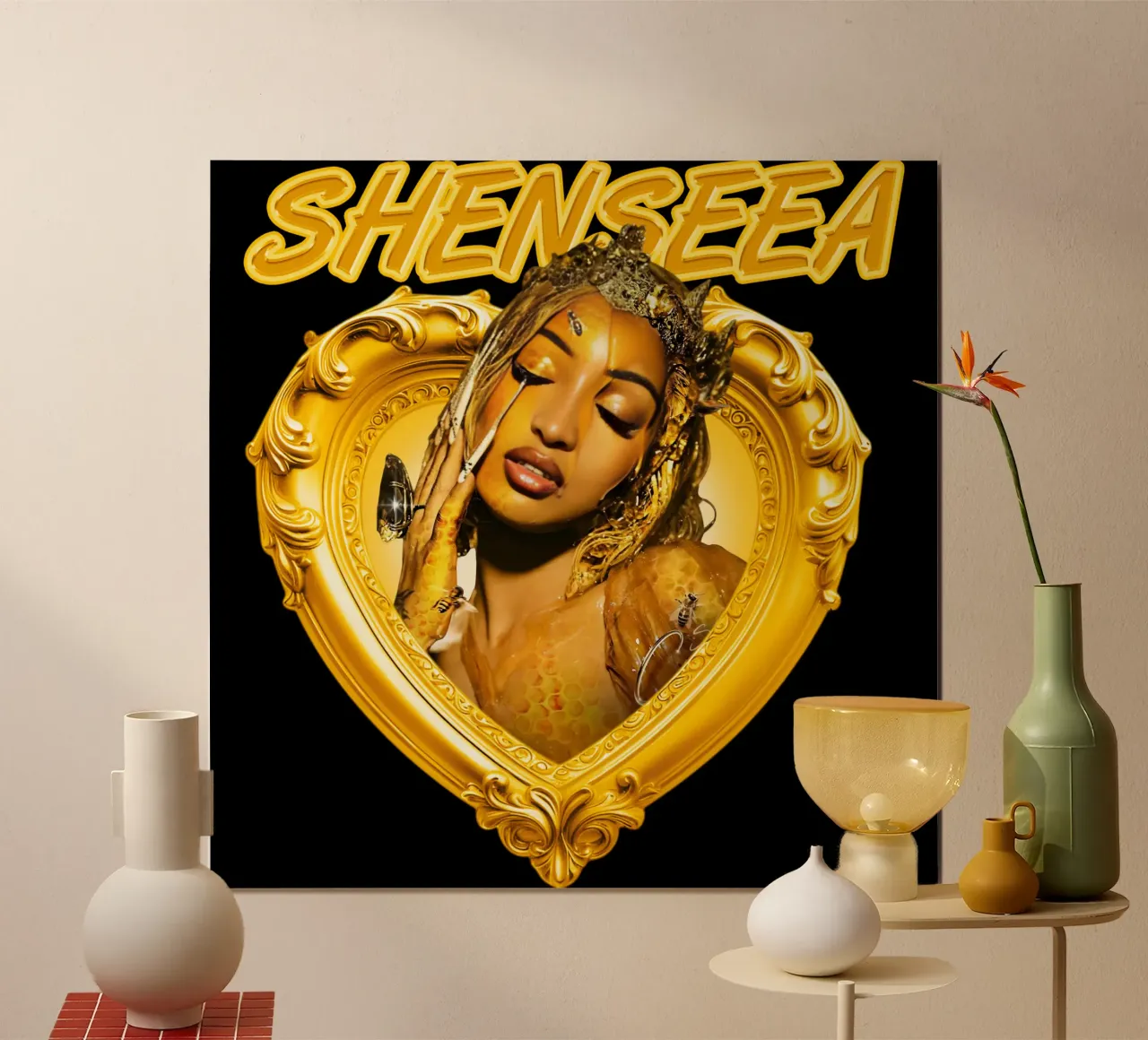 Hip Hop Shenseea poster con telaio in legno da imstildreaming