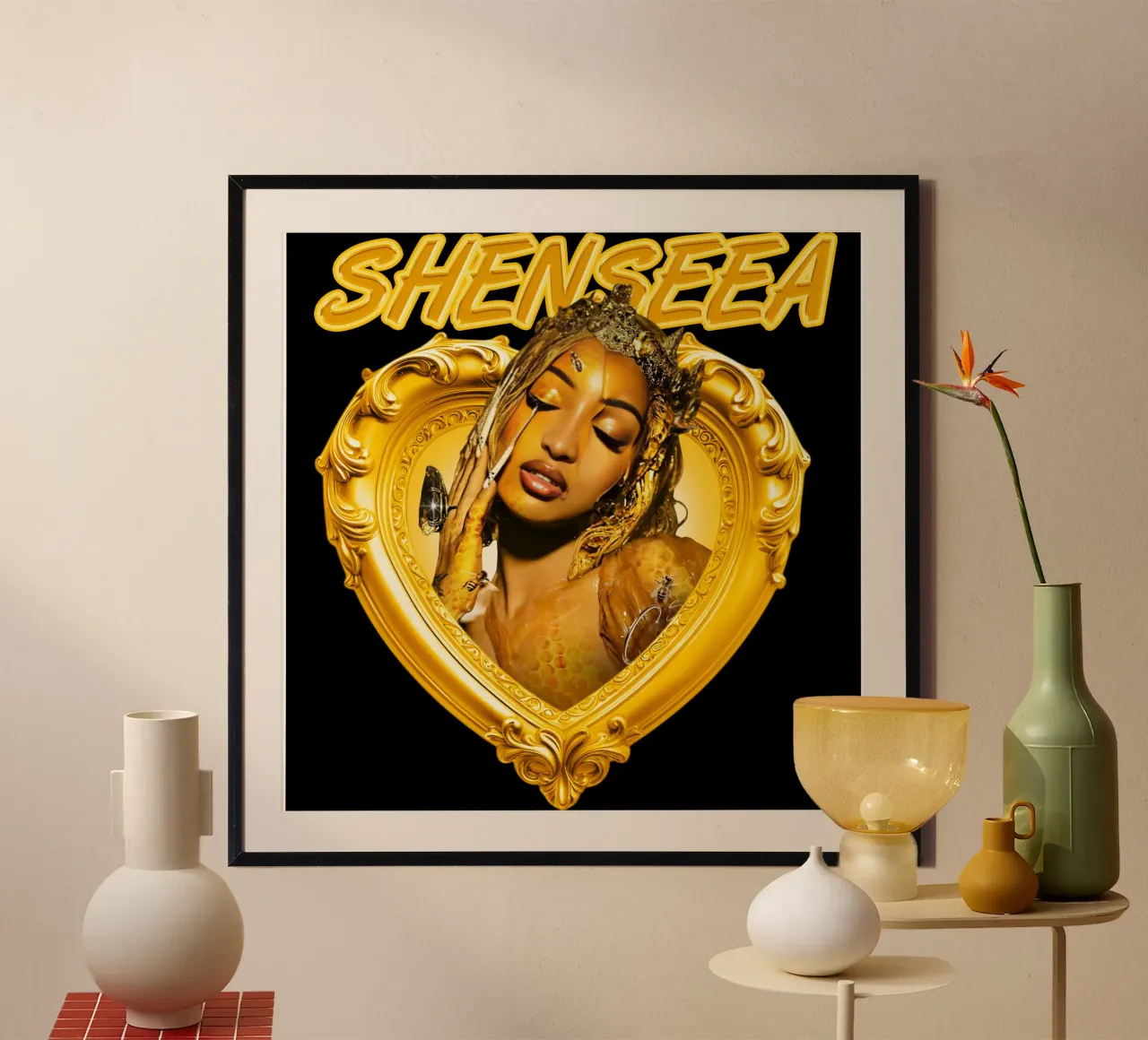 Hip Hop Shenseea poster con telaio in legno da imstildreaming