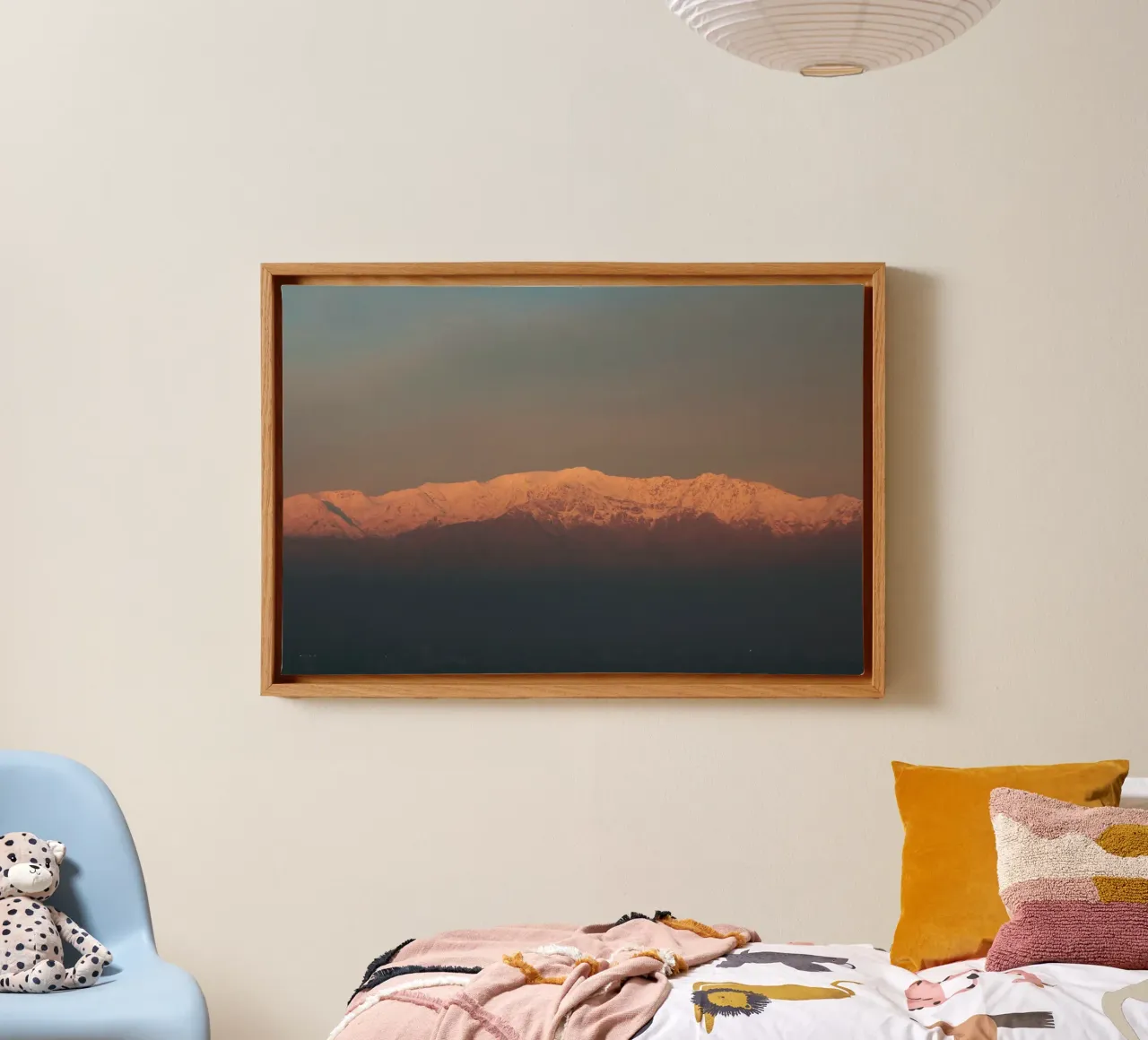 Pink sunset over the mountains of Chile canvas with Floater frame by LinaTravels