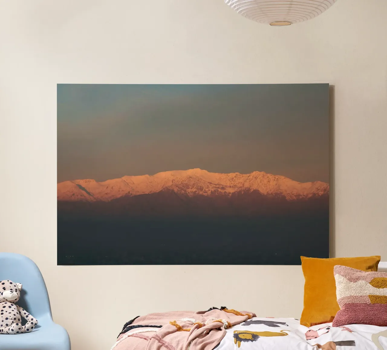 Pink sunset over the mountains of Chile canvas with Floater frame by LinaTravels
