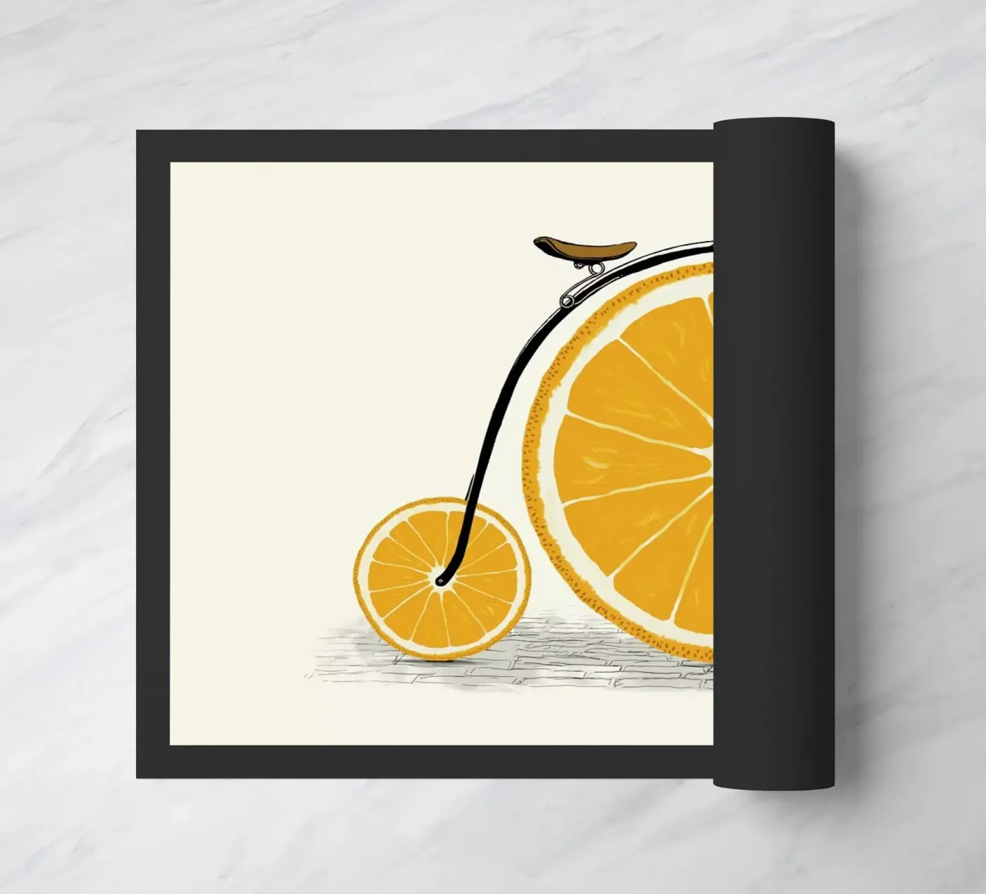 Orange Wheels Fußmatte von Florent Bodart