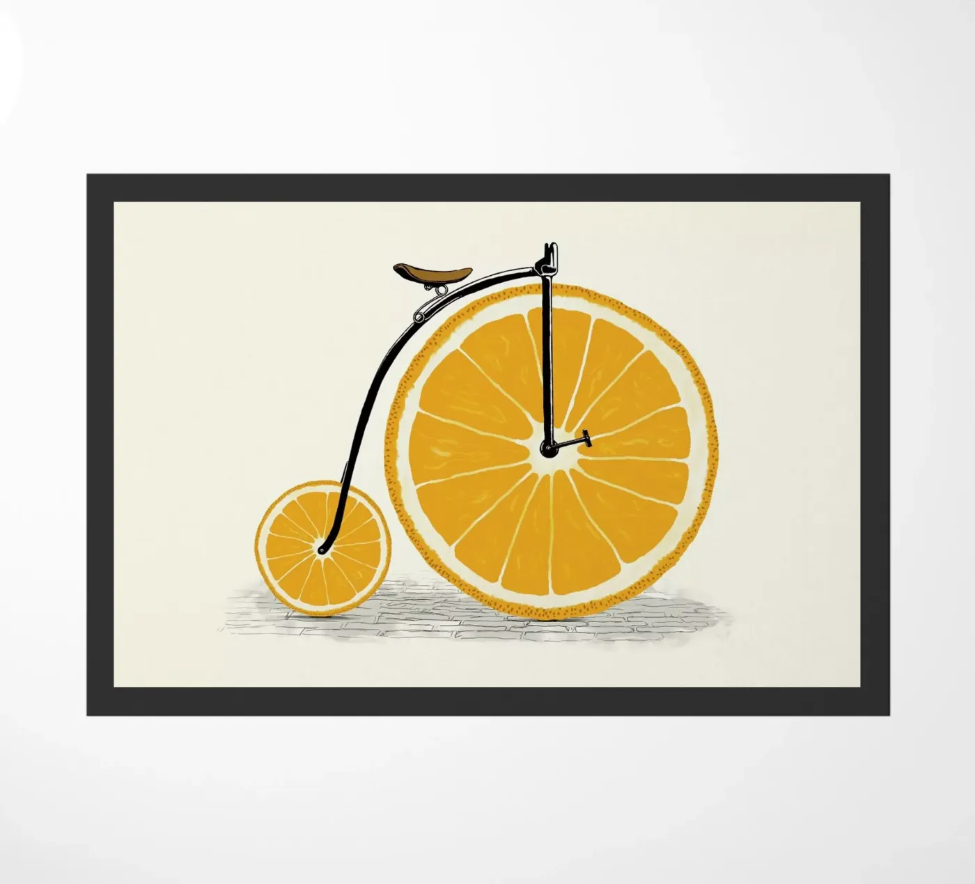 Orange Wheels Fußmatte von Florent Bodart