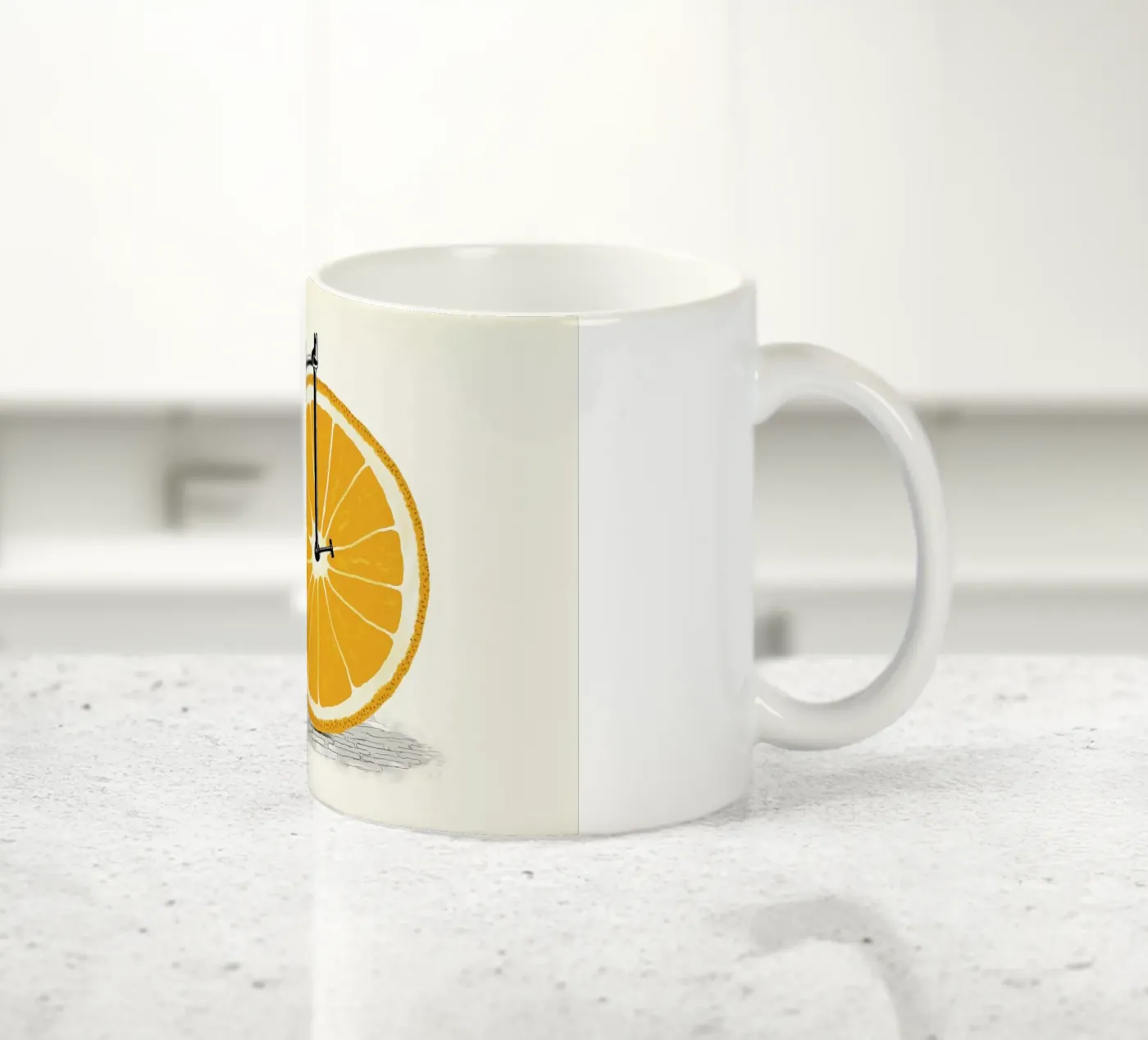 Orange Wheels ceramic mug by Florent Bodart