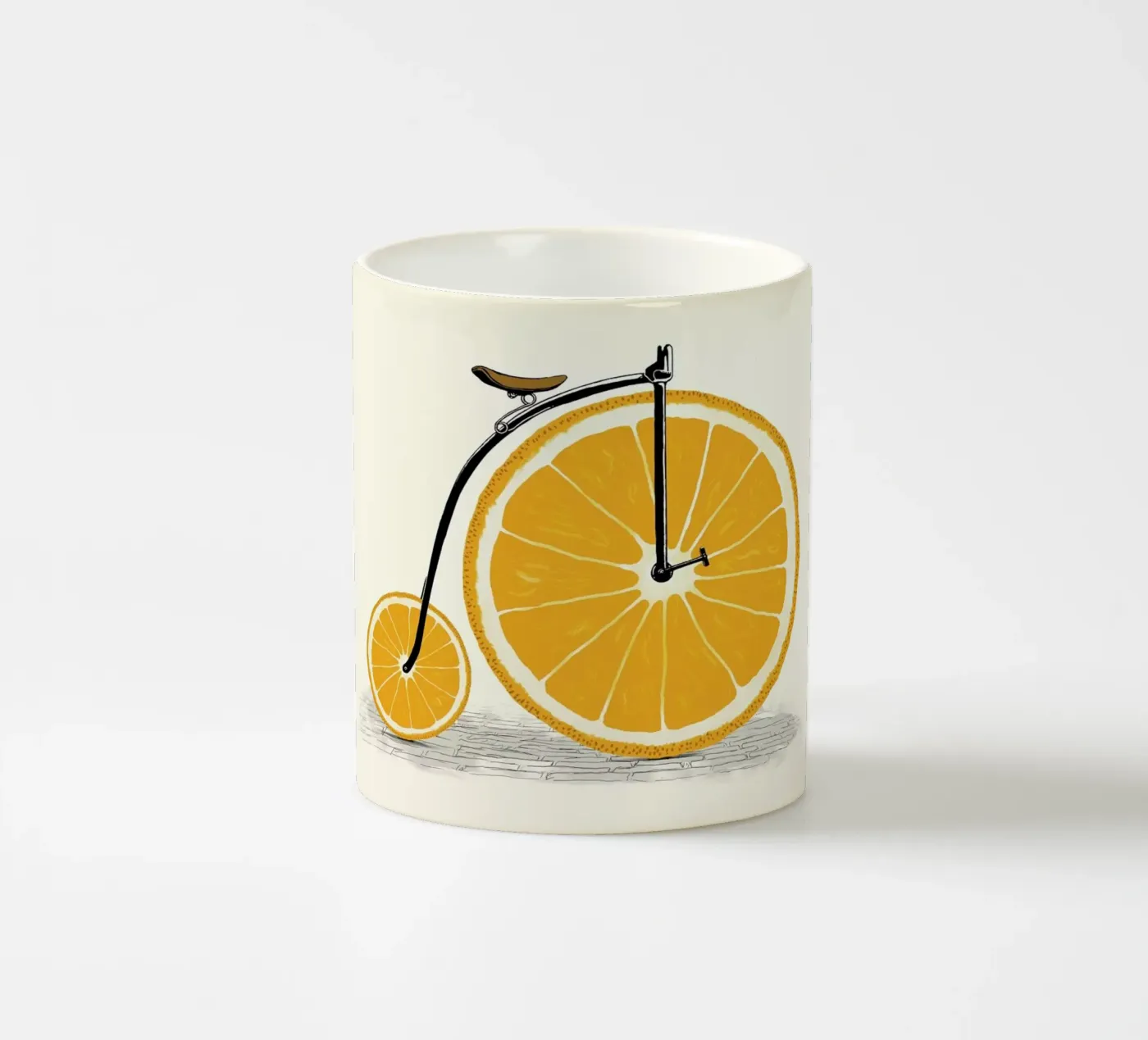 Orange Wheels ceramic mug by Florent Bodart