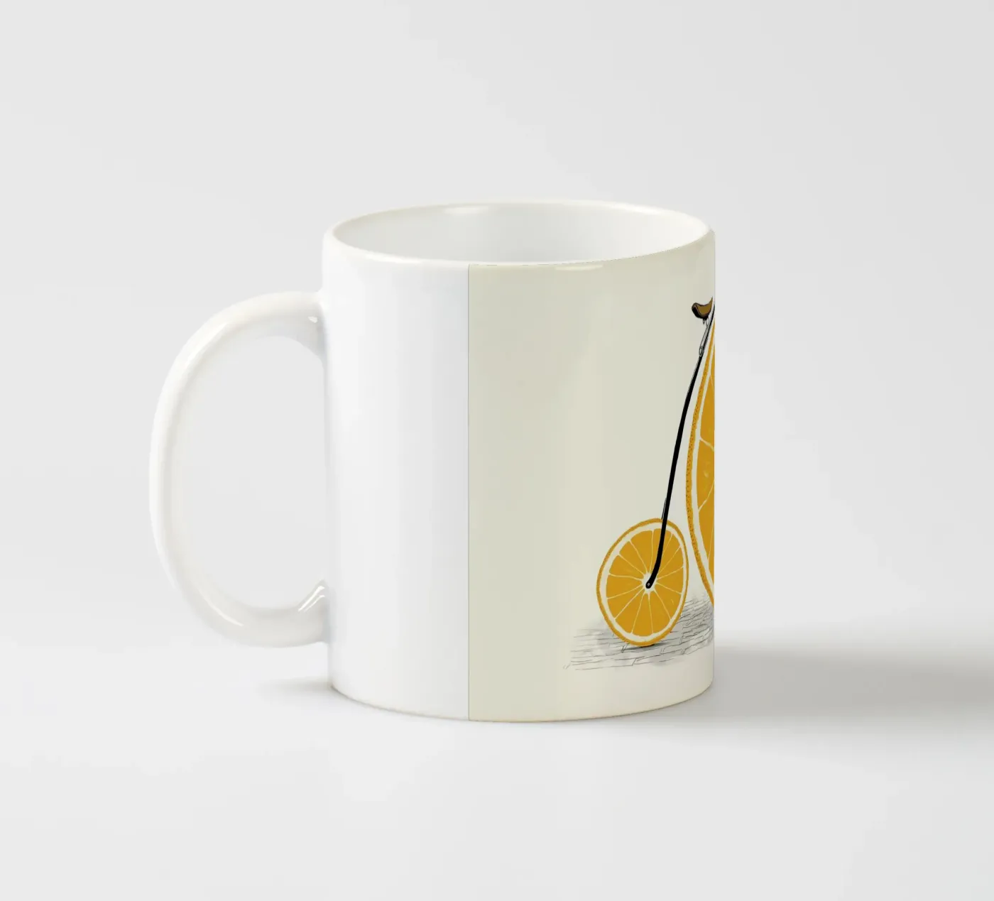 Orange Wheels ceramic mug by Florent Bodart