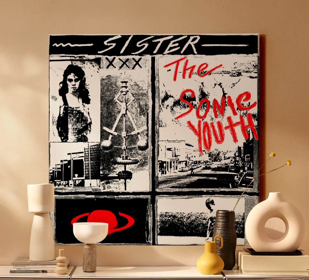 Sagoma dei Sonic Youth tela con Cornice a cassetta da sophielouise.designs