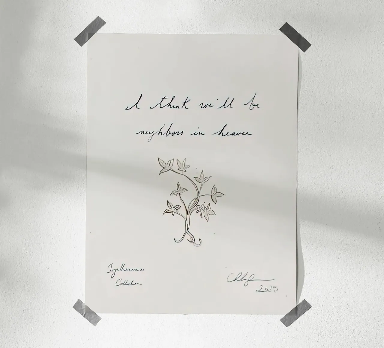 Penso che saremo vicini di casa in cielo Scritto poster con telaio in legno da Zach shop
