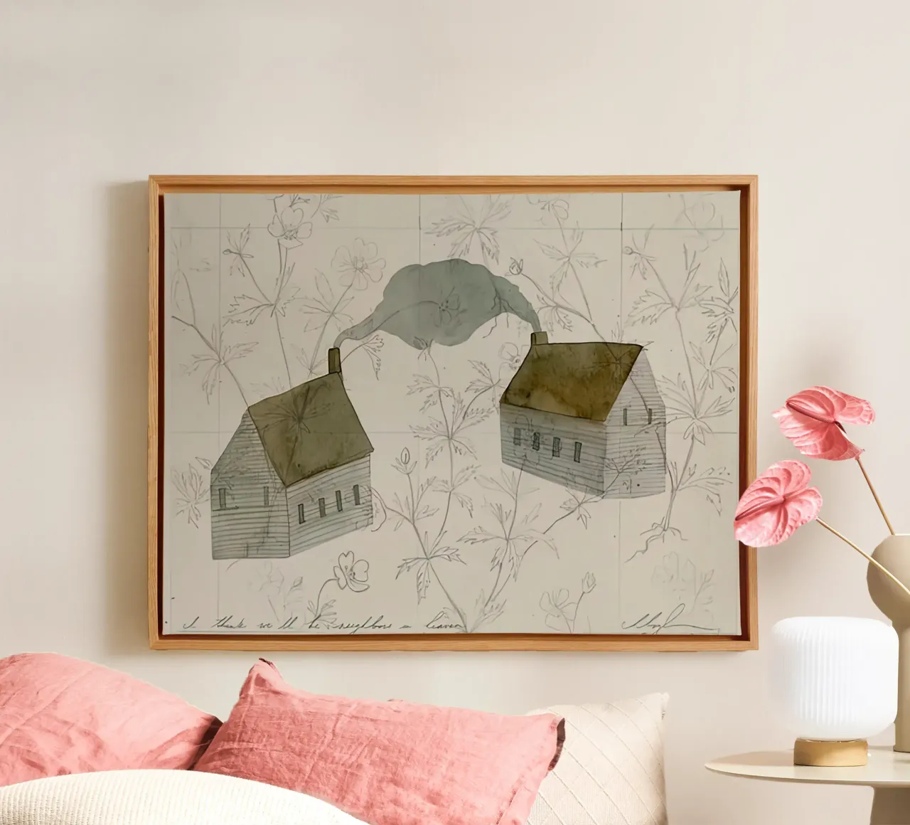 Ik denk dat we buren in de hemel zullen zijn canvas met Baklijst van Zach shop