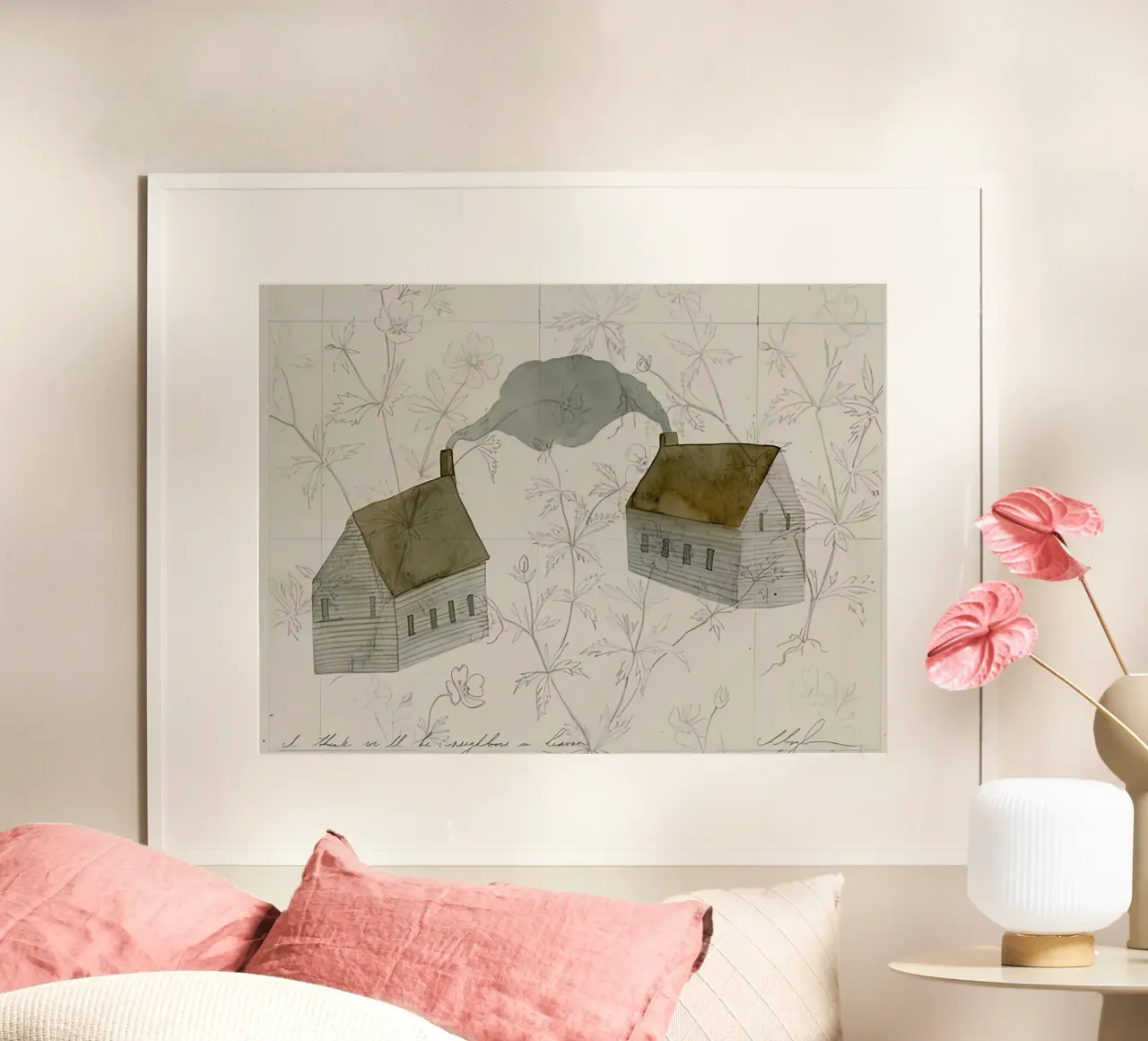 Penso che saremo vicini di casa in paradiso poster con telaio in legno da Zach shop