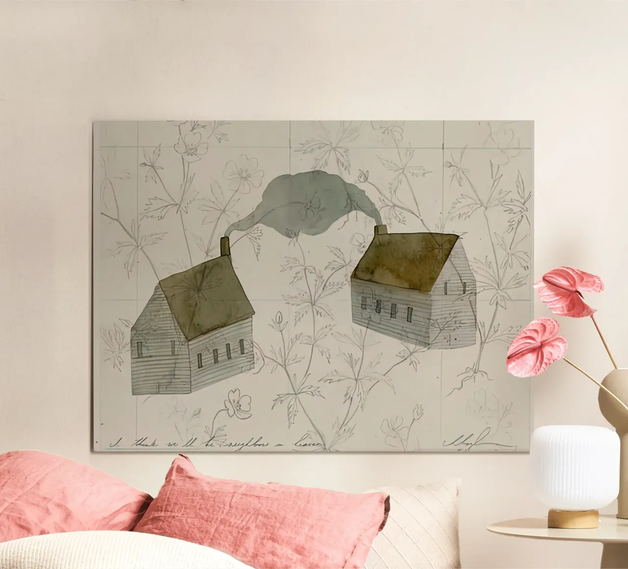 Penso che saremo vicini di casa in paradiso poster con telaio in legno da Zach shop