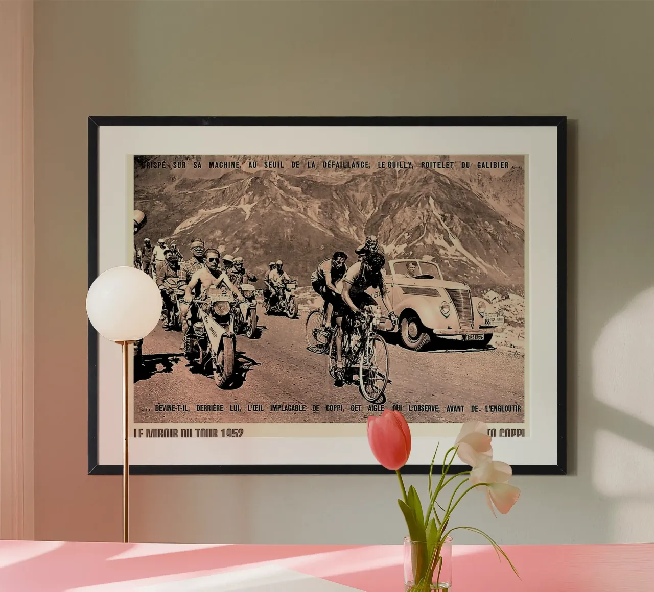 der moment, in dem der legendäre radfahrer fausto coppi das rennen dominierte Poster von addelia shope