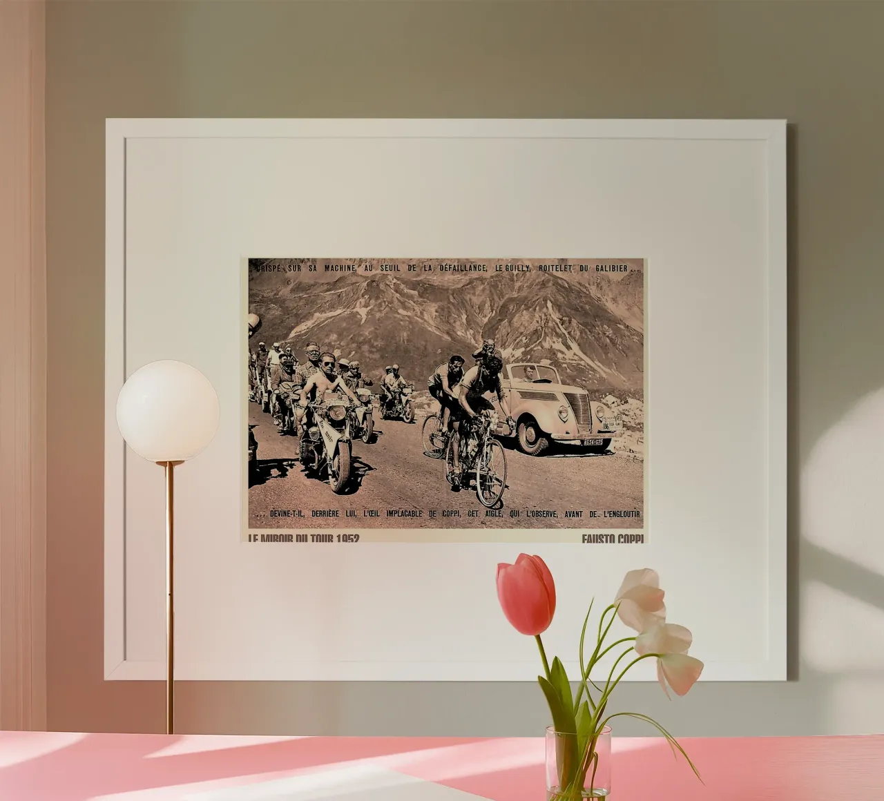 der moment, in dem der legendäre radfahrer fausto coppi das rennen dominierte Poster von addelia shope