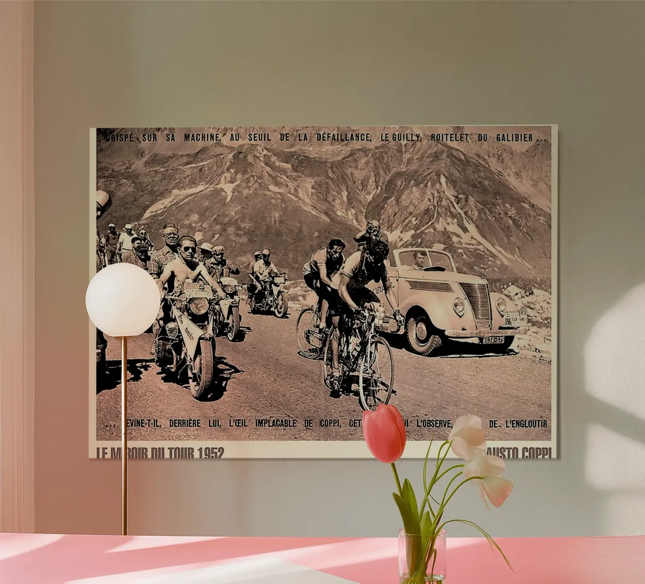 der moment, in dem der legendäre radfahrer fausto coppi das rennen dominierte Poster von addelia shope