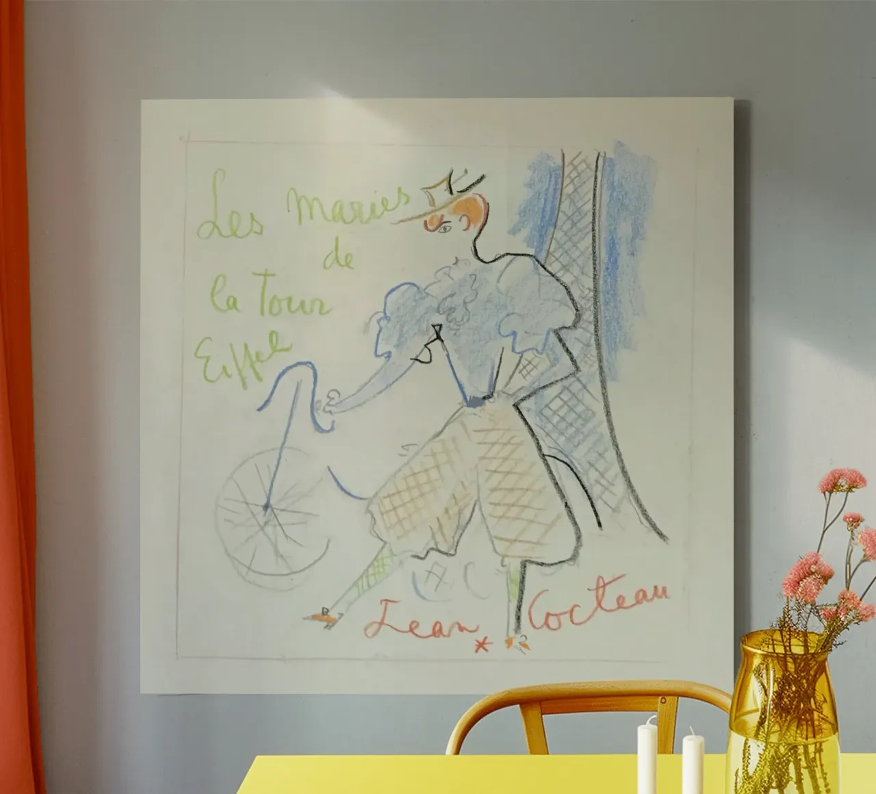 the maries of the eiffel tower canvas with Floater frame by Collins Shop
