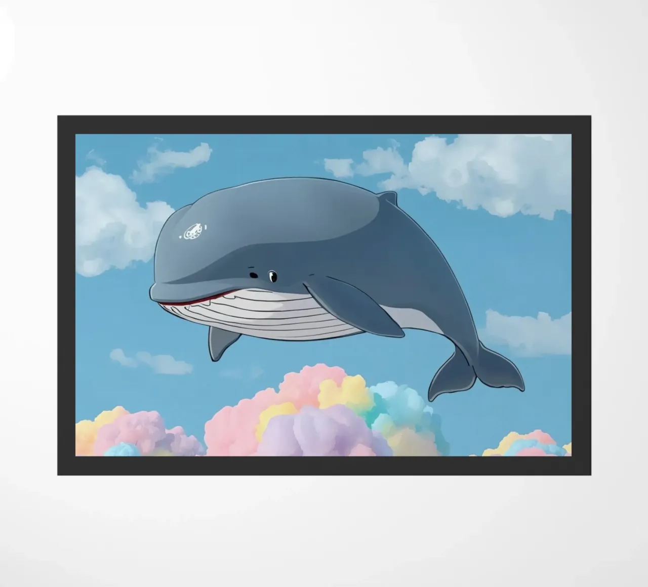 Balena grigia sopra nuvole multicolori zerbino da DesignDoodle