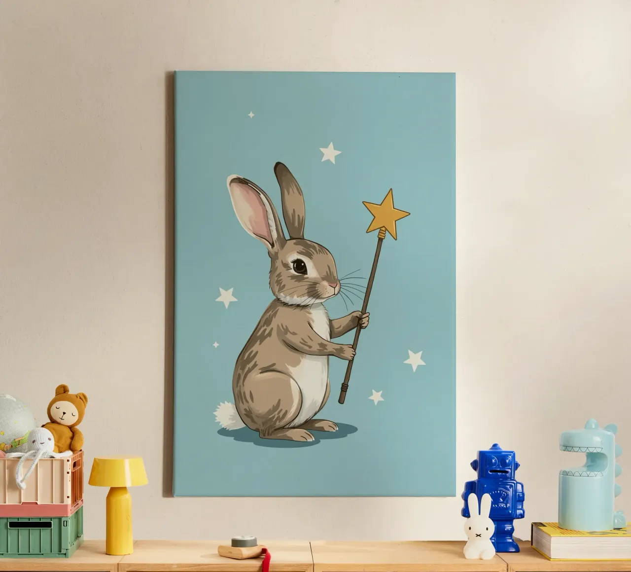 Wizard Rabbit with Star Wand canvas with Floater frame by DesignDoodle