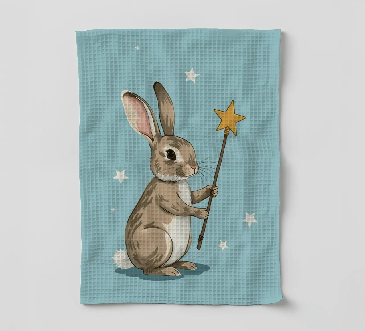 Lapin magicien avec baguette étoilée torchon de DesignDoodle