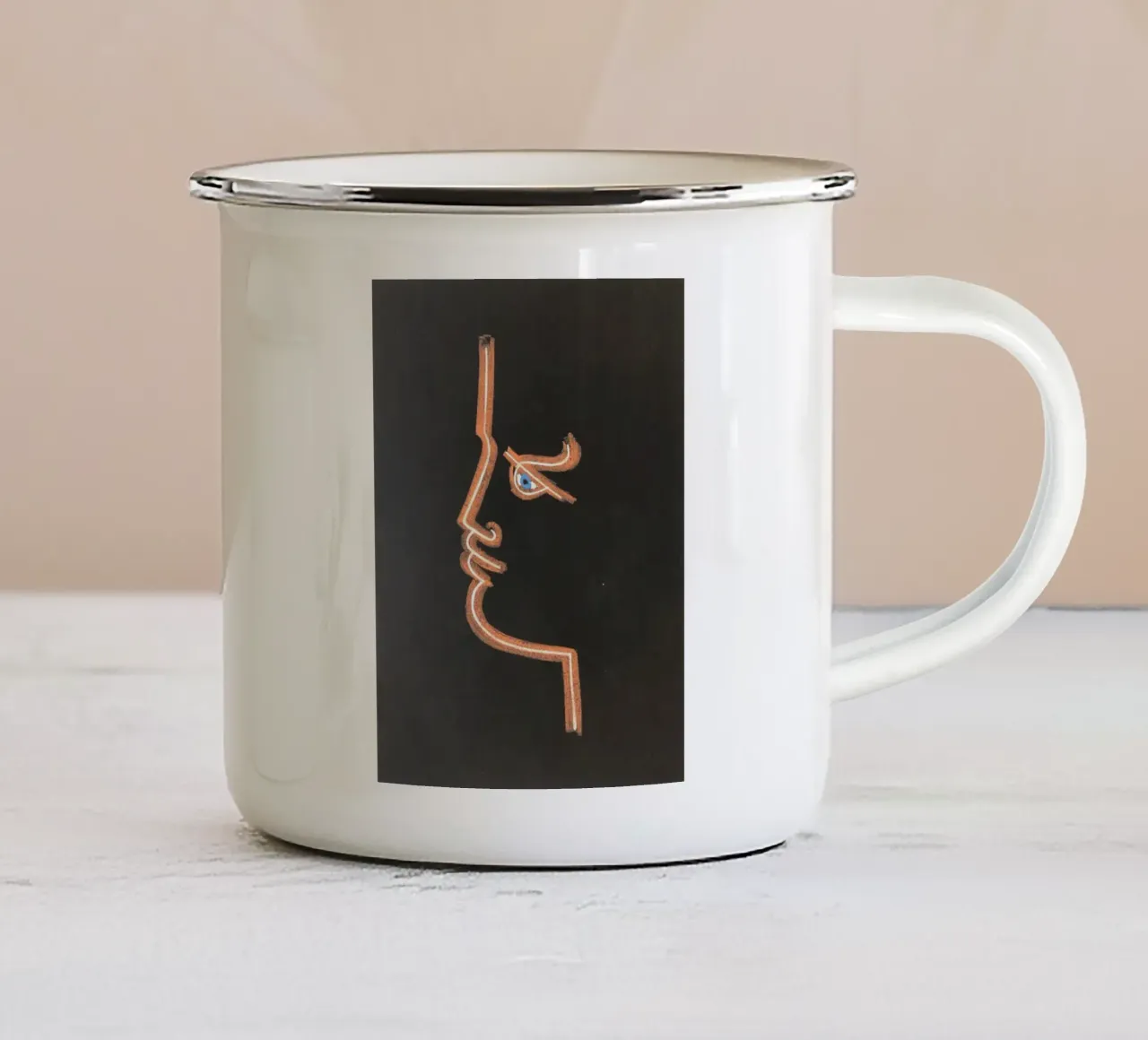 profilo in nero tazza in smalto da Collins Shop