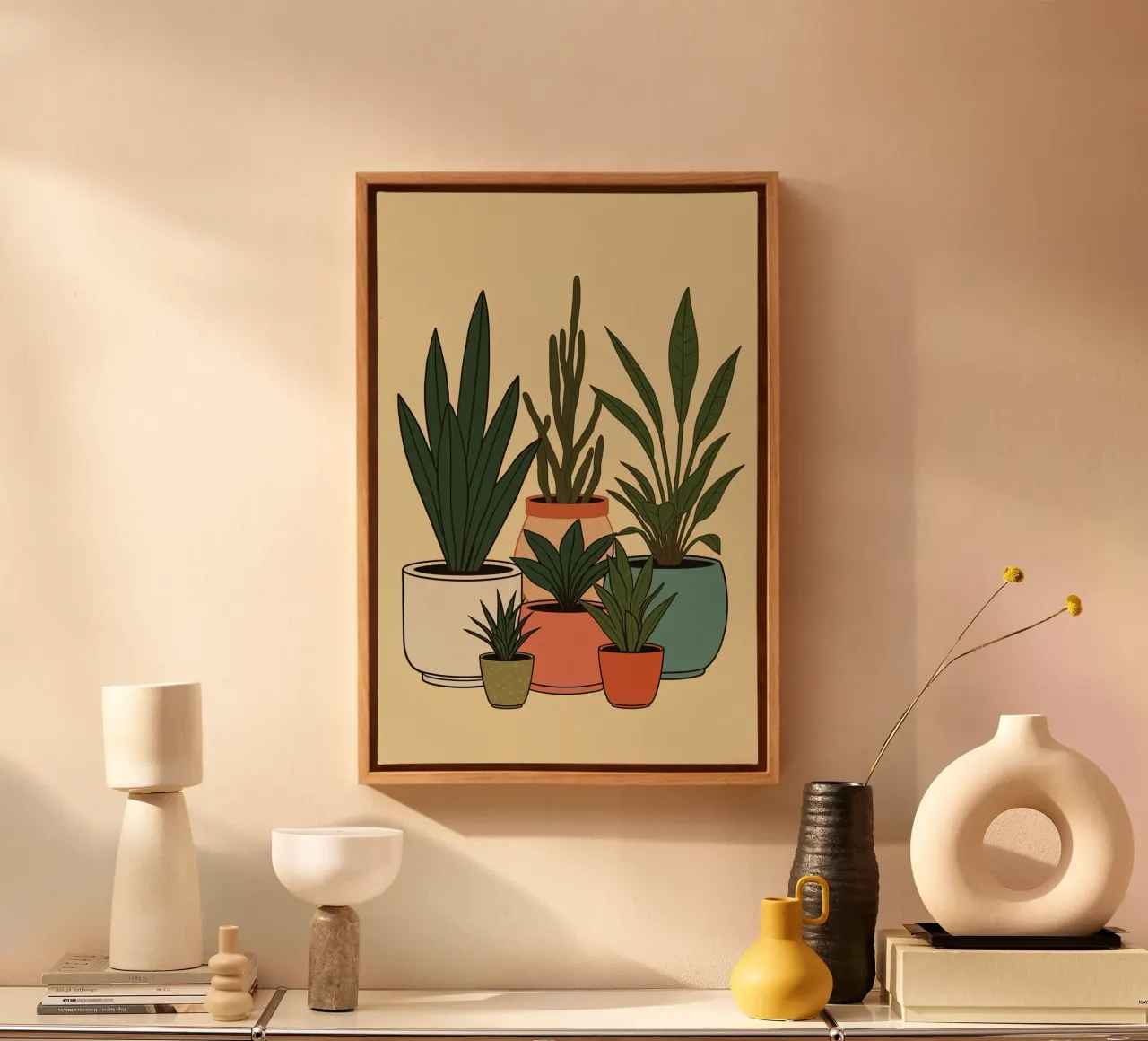 Sei piante in vaso tela con Cornice a cassetta da DesignDoodle