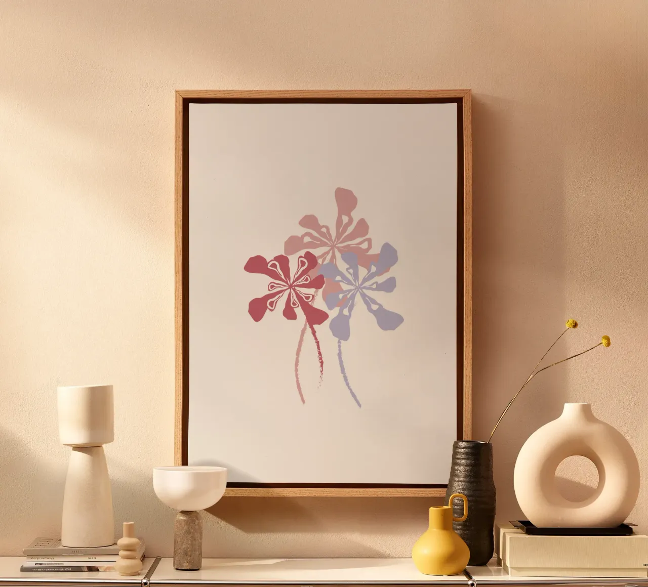 Verwante bloemen canvas met Baklijst van Carrot & Soul