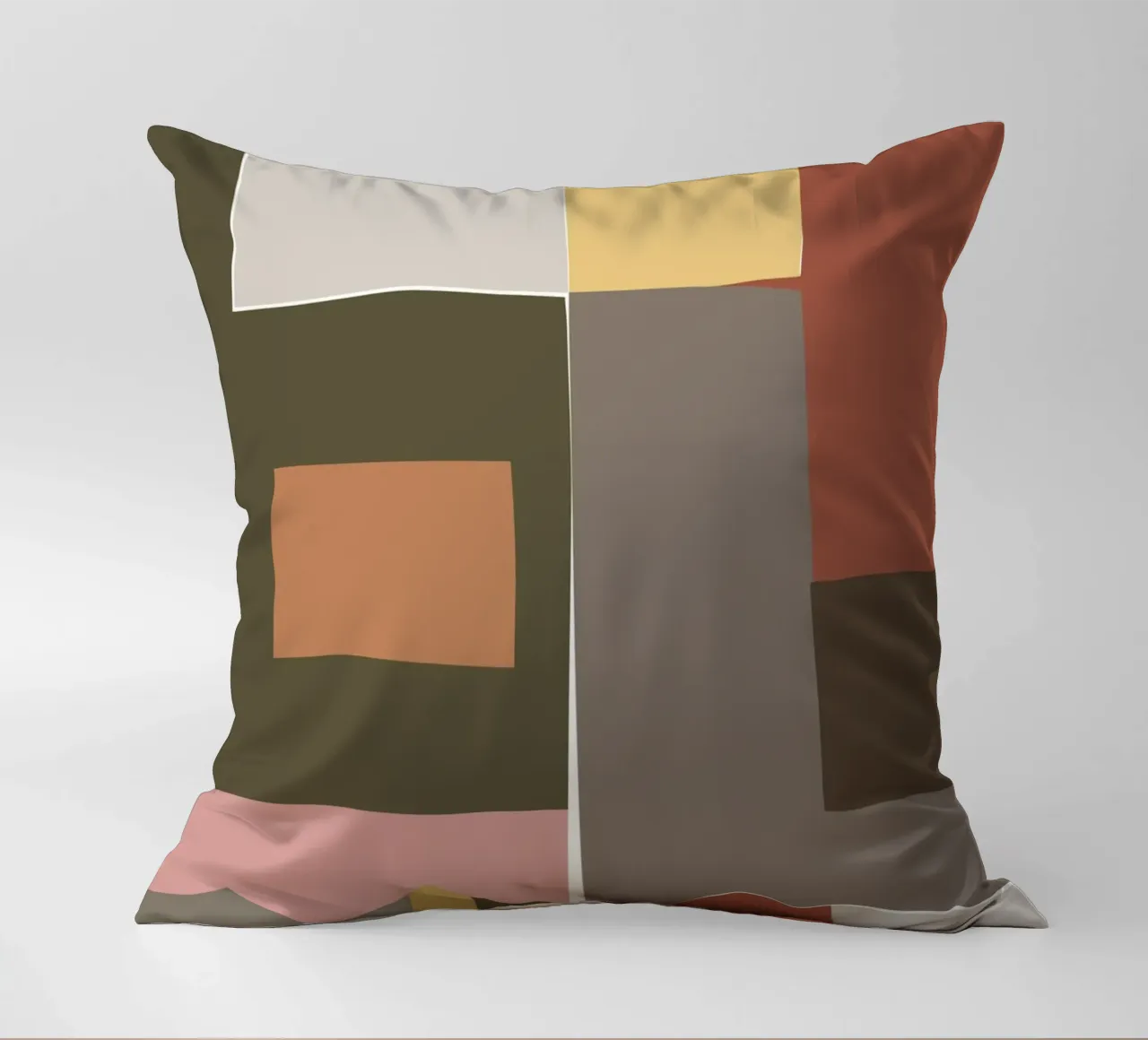Mosaic Color Blocking | Olive & Tan cuscino da sabidussi
