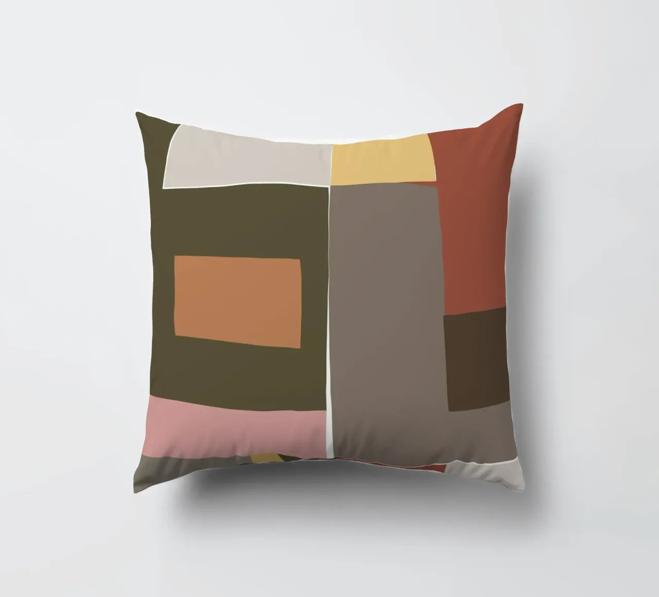 Mosaic Color Blocking | Olive & Tan cuscino da sabidussi