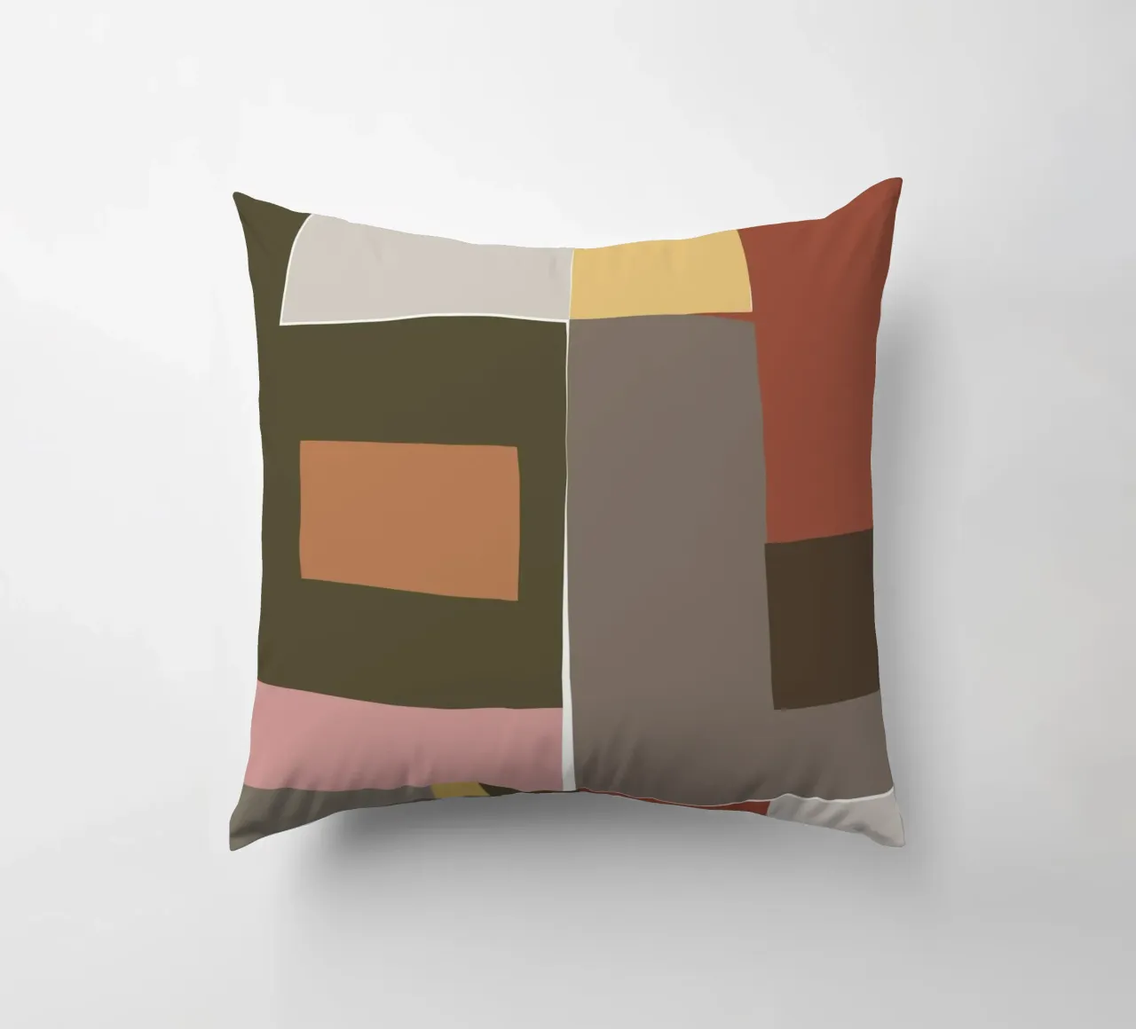 Mosaic Color Blocking | Olive & Tan cuscino da sabidussi