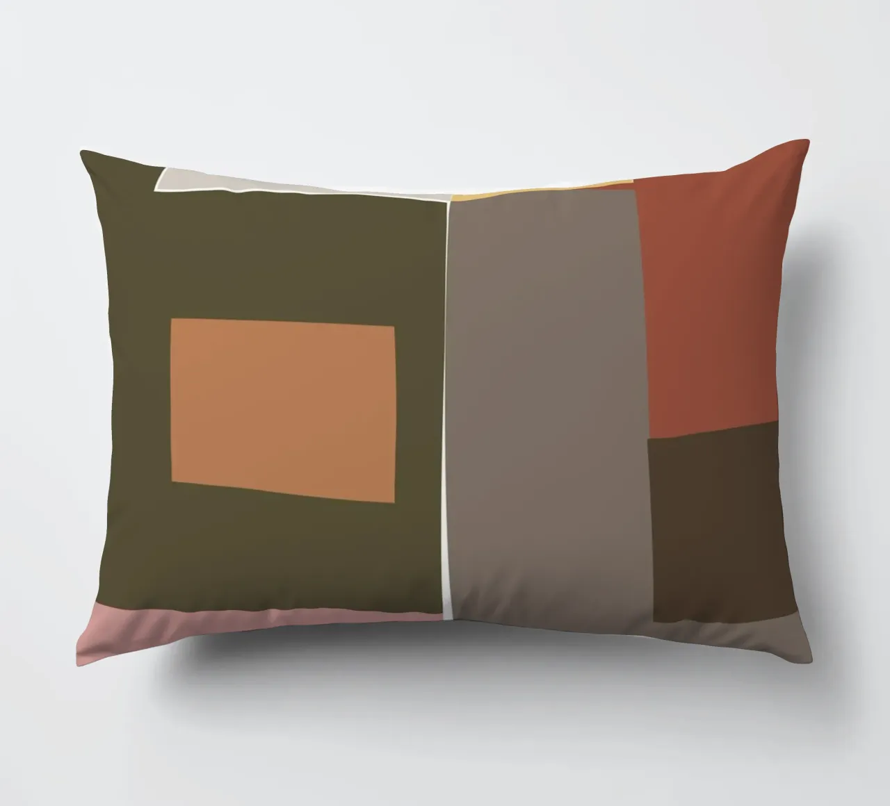 Mosaic Color Blocking | Olive & Tan cuscino da sabidussi