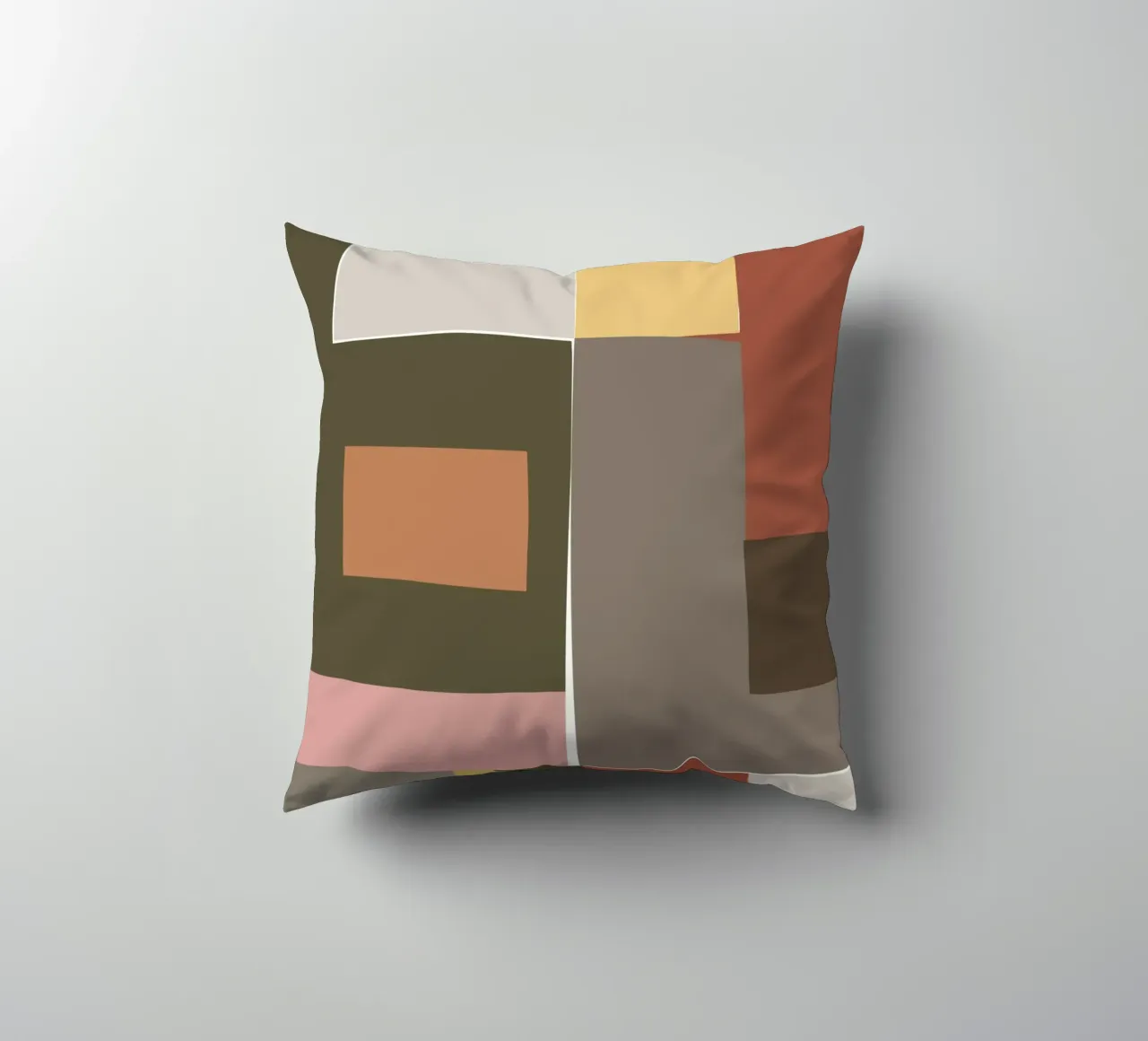 Mosaic Color Blocking | Olive & Tan cuscino da sabidussi